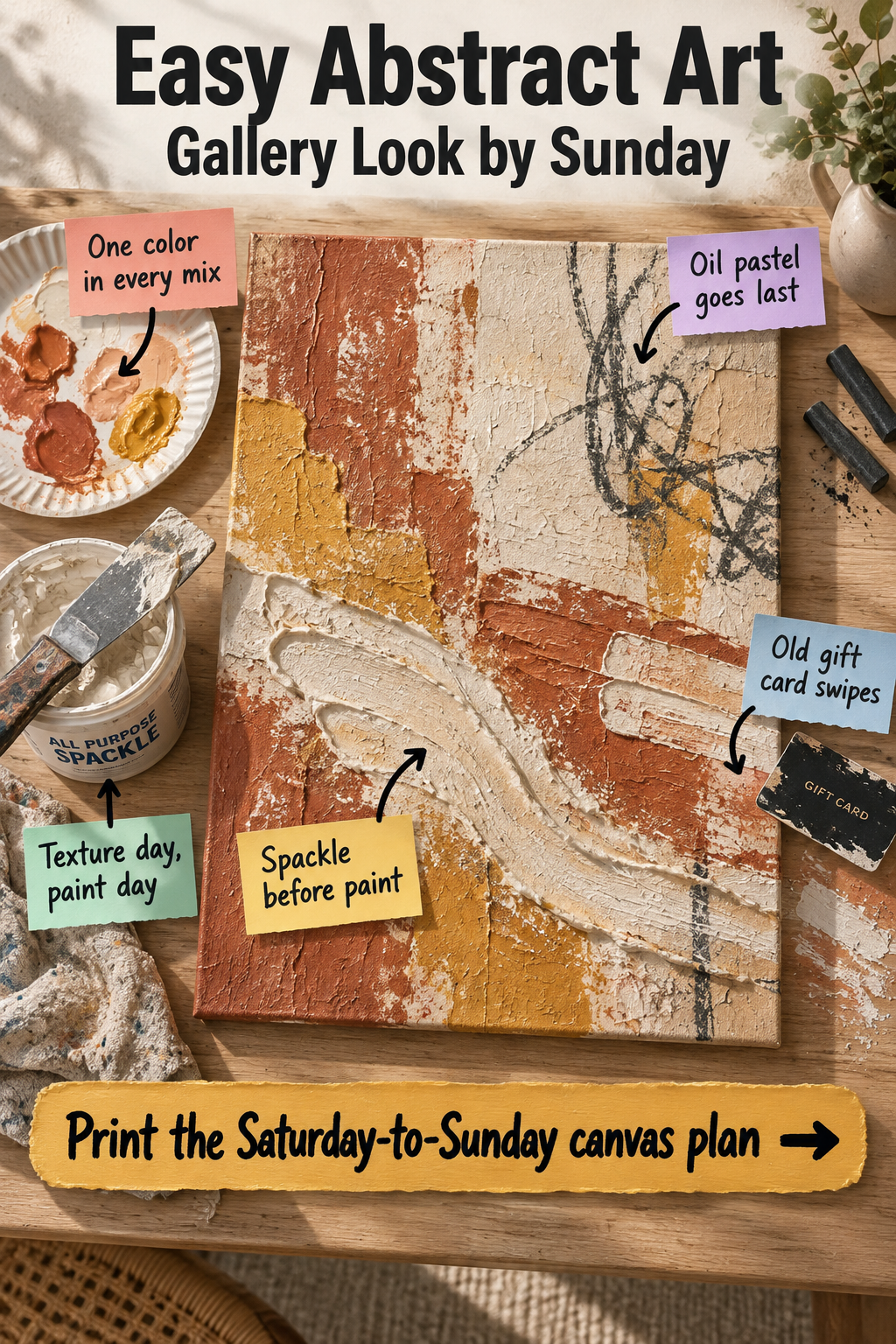 Easy DIY Textured Abstract Art: The Weekend Canvas Plan