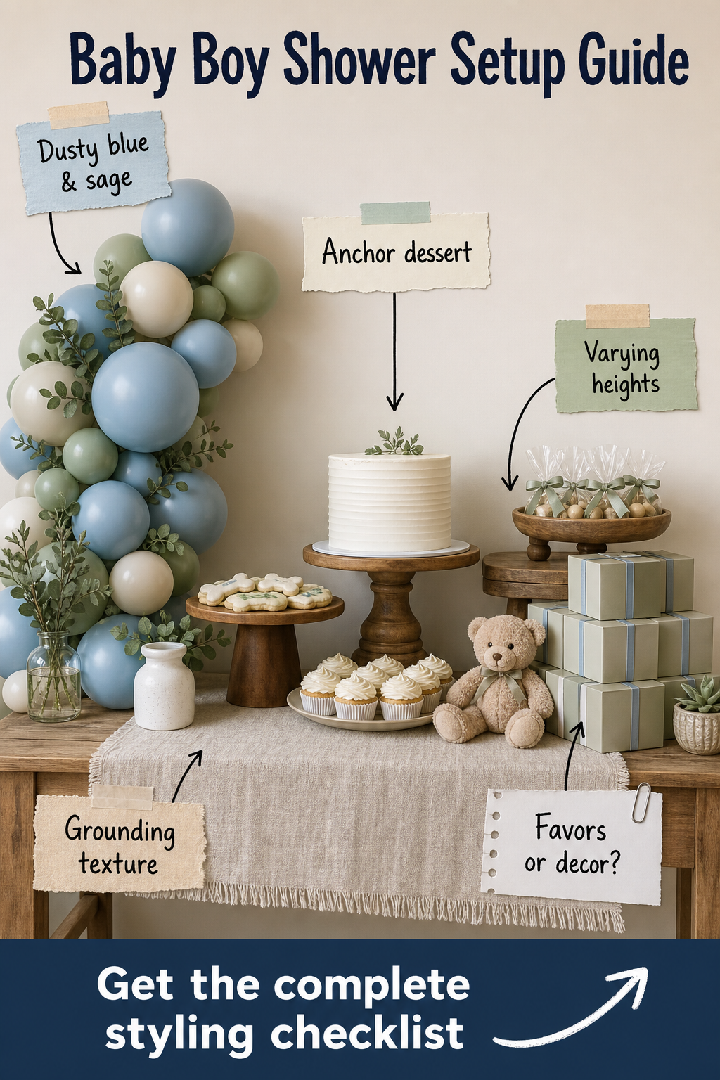 Baby Boy Shower Focal Table: Styling Checklist & Palette