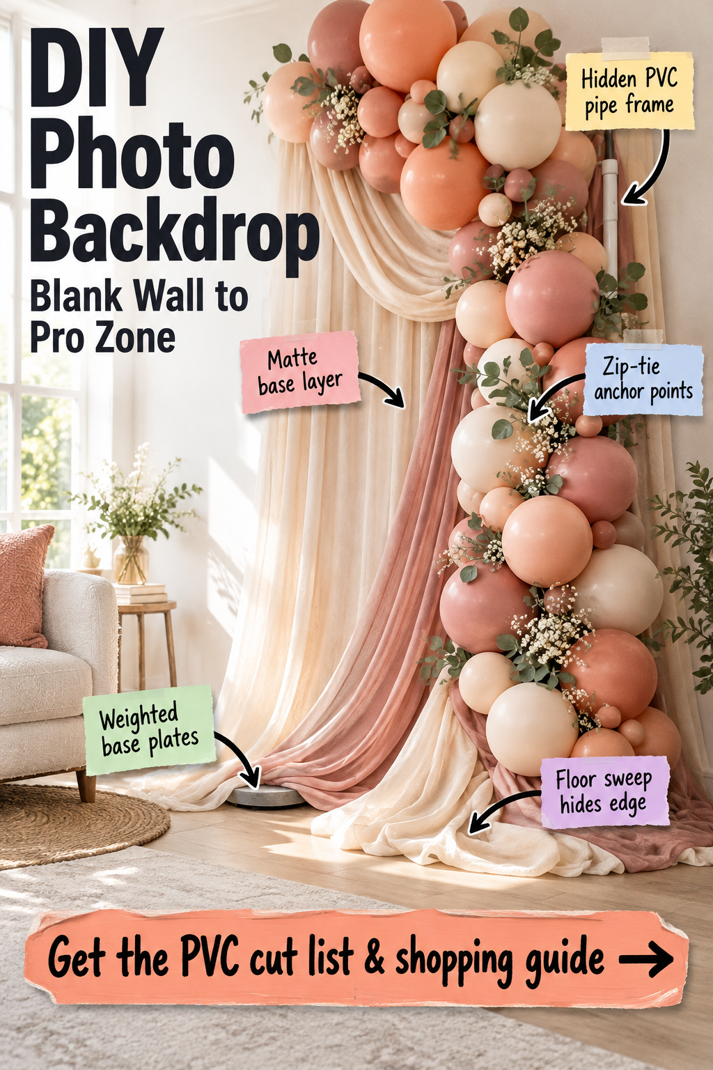 DIY PVC Photo Backdrop: Complete Cut List & Material Guide