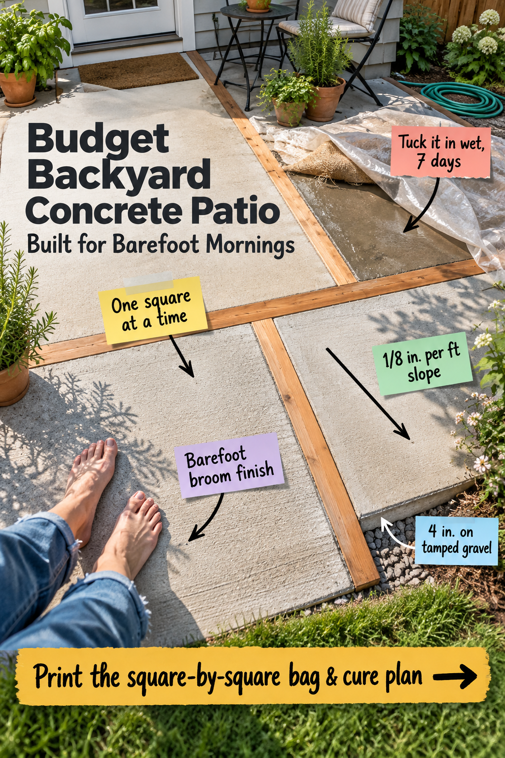 Budget Backyard Concrete Patio: DIY Square-by-Square Pour Plan