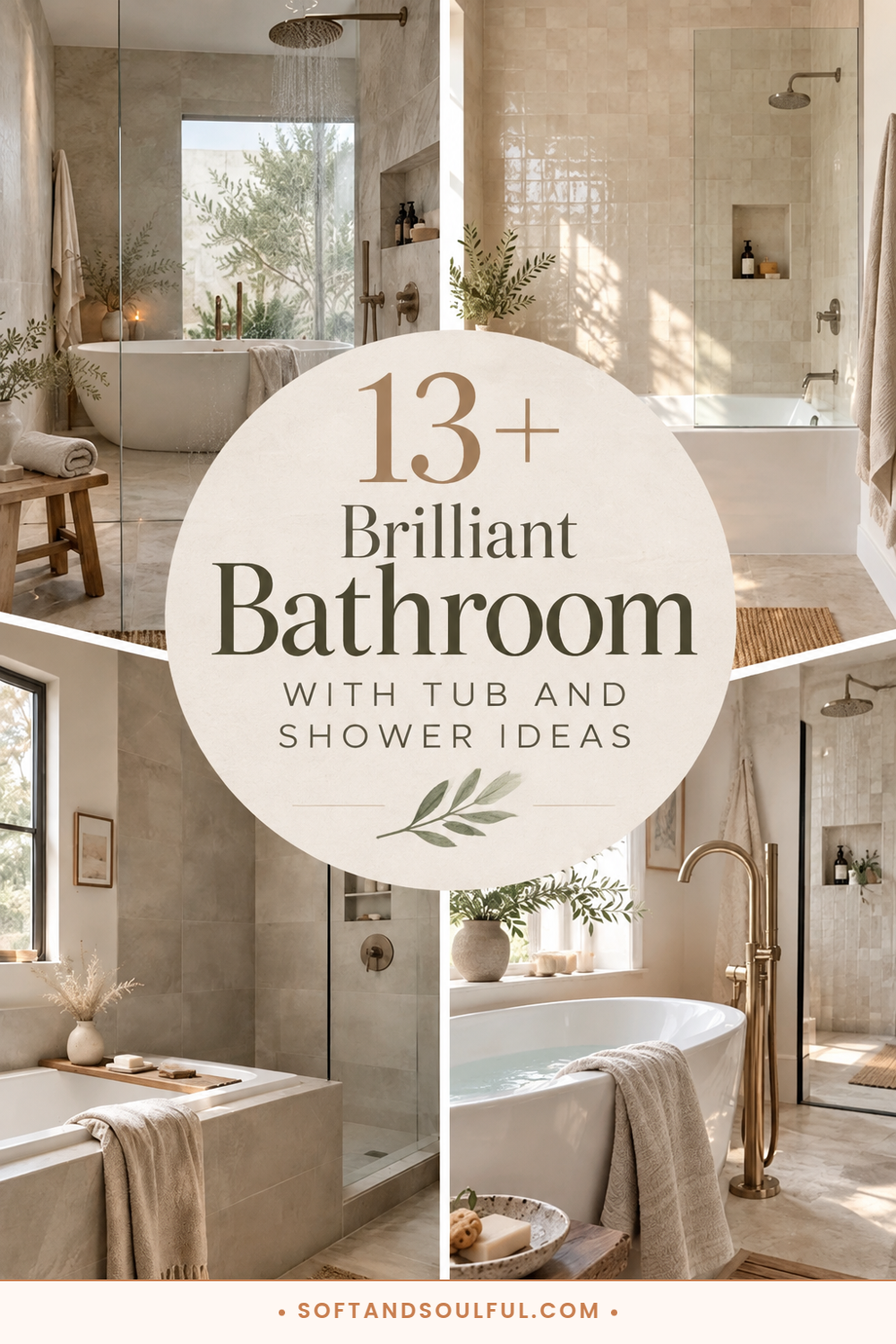 13+ Brilliant Bathroom with Tub and Shower Ideas