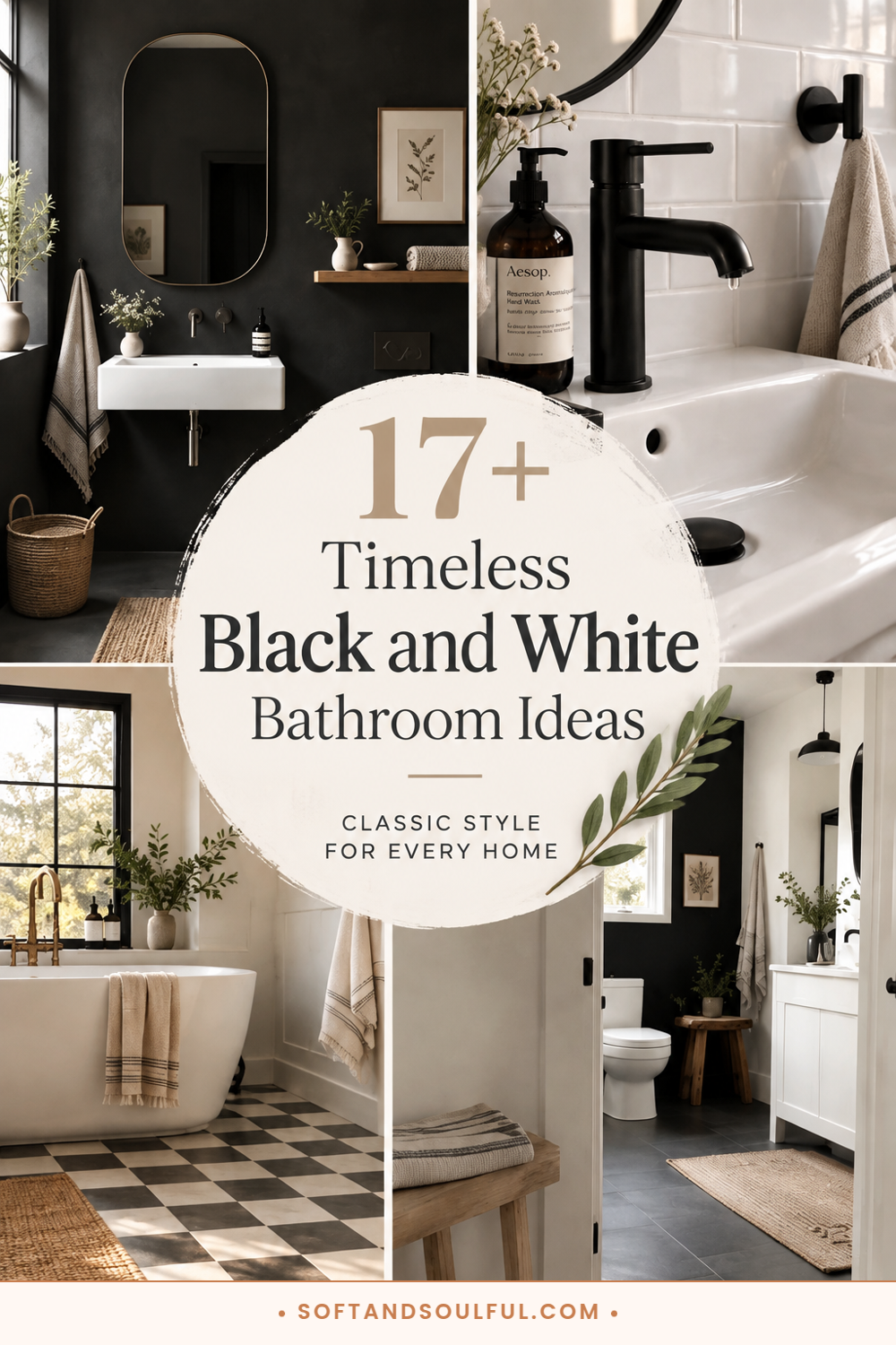 17+ Timeless Black and White Bathroom Ideas