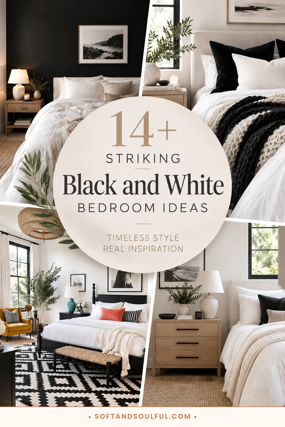 14+ Striking Black and White Bedroom Ideas