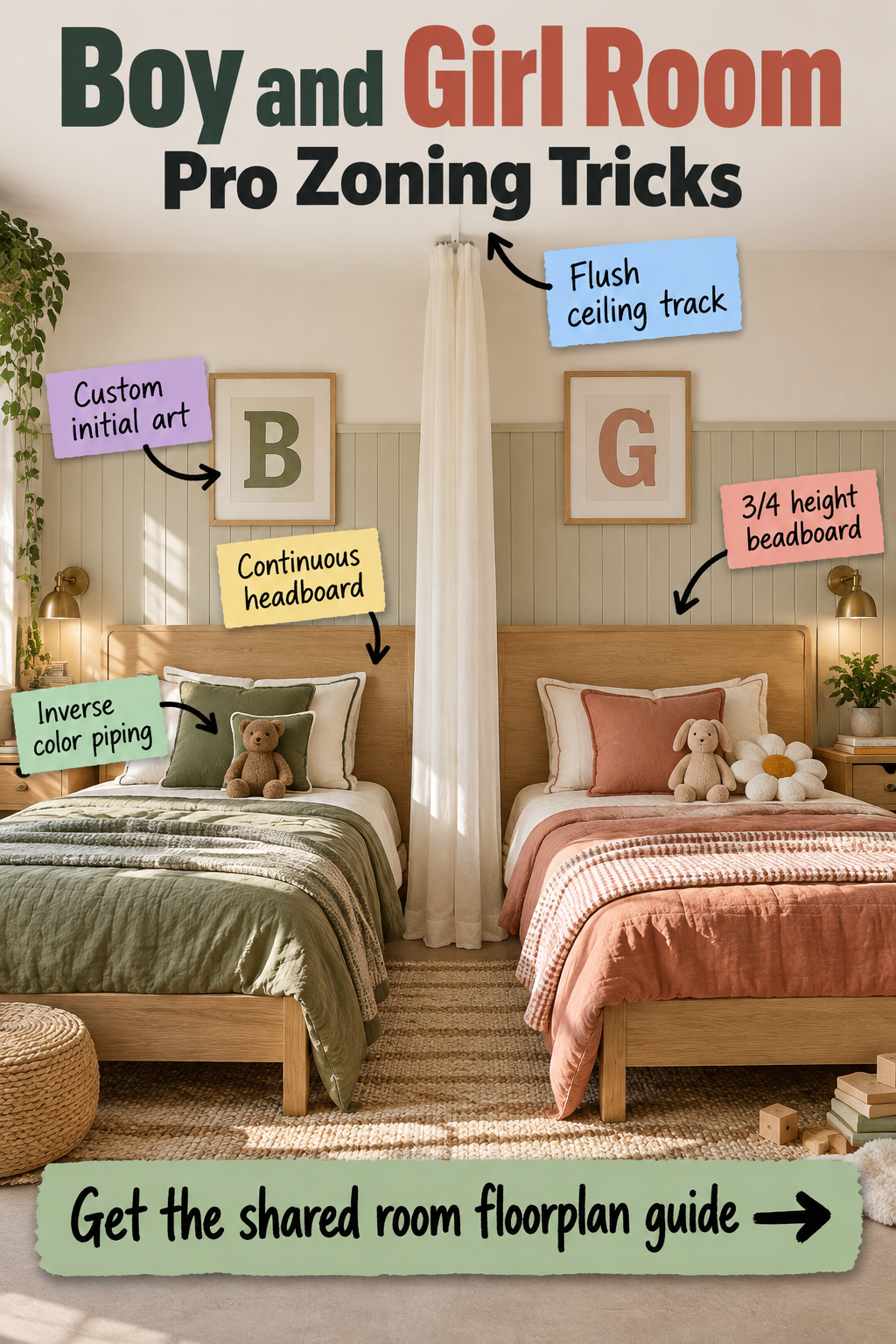 Boy and Girl Shared Room Zoning Tricks & Floorplan Guide