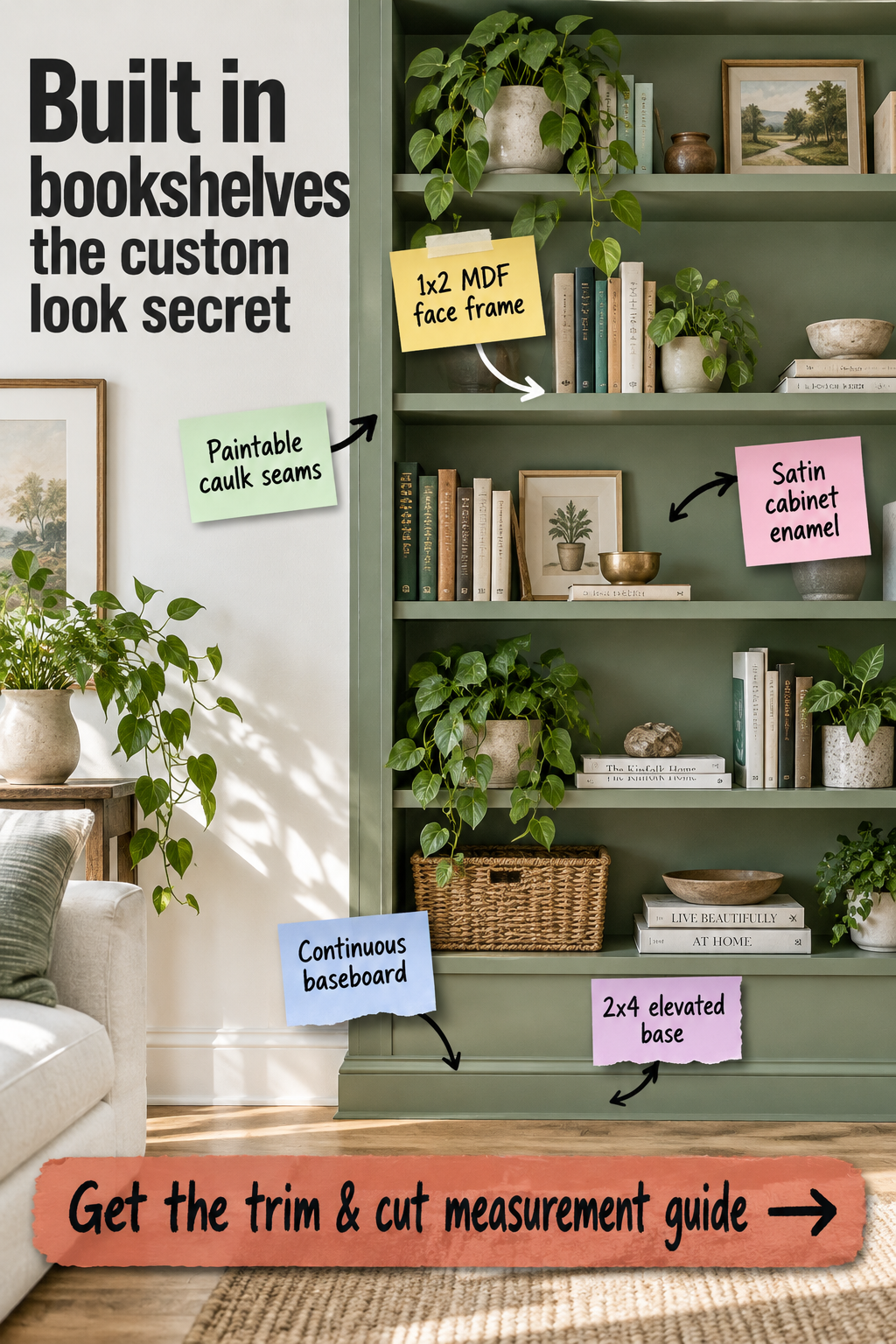 DIY Built-in Bookshelves: The Trim & Cut Measurement Guide