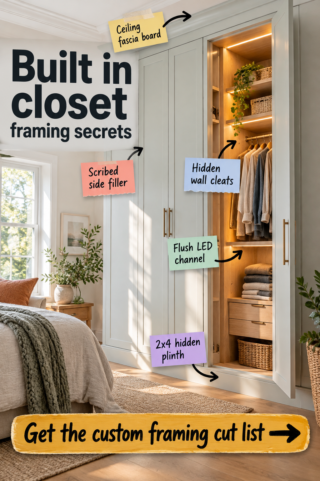Built-in Closet Framing Secrets: Custom Cut List & Formulas
