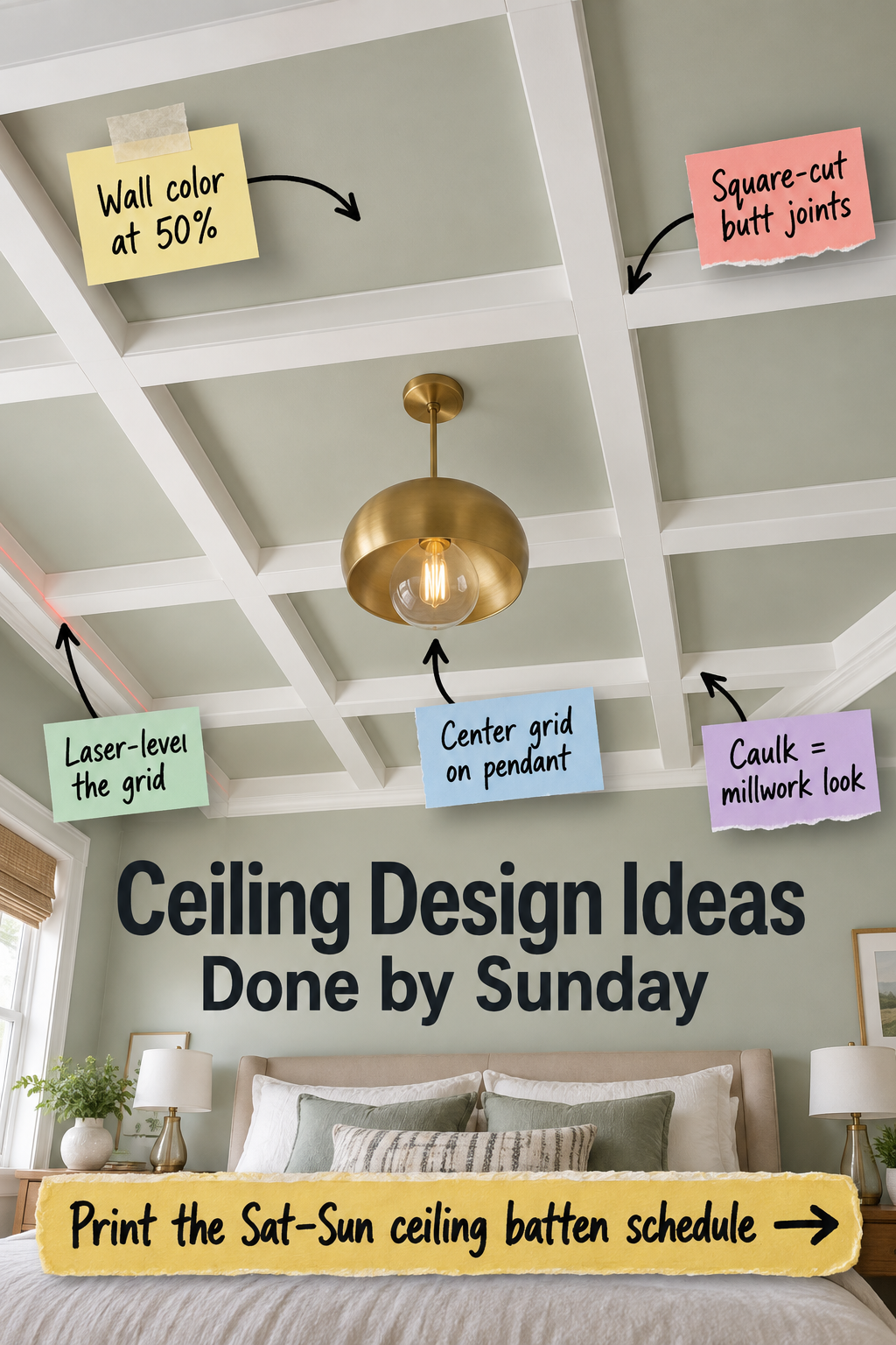 Weekend Ceiling Design: The Faux-Coffered Batten Grid