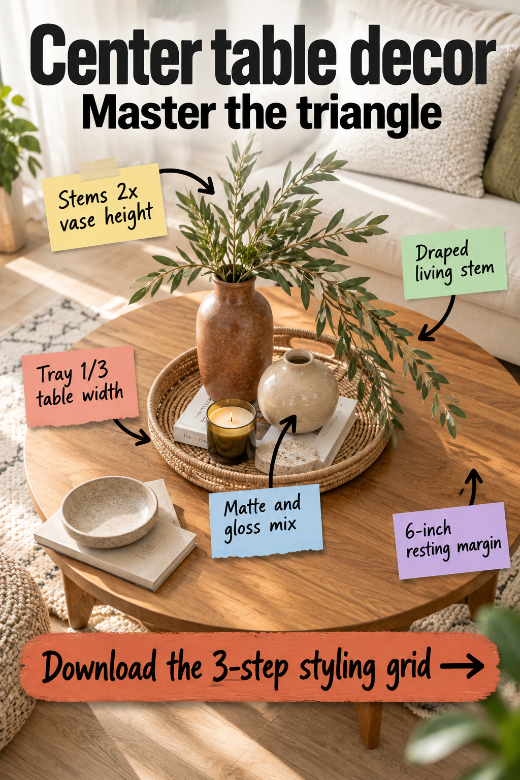 Center Table Decor: The 3-Step Styling Grid for Round Tables