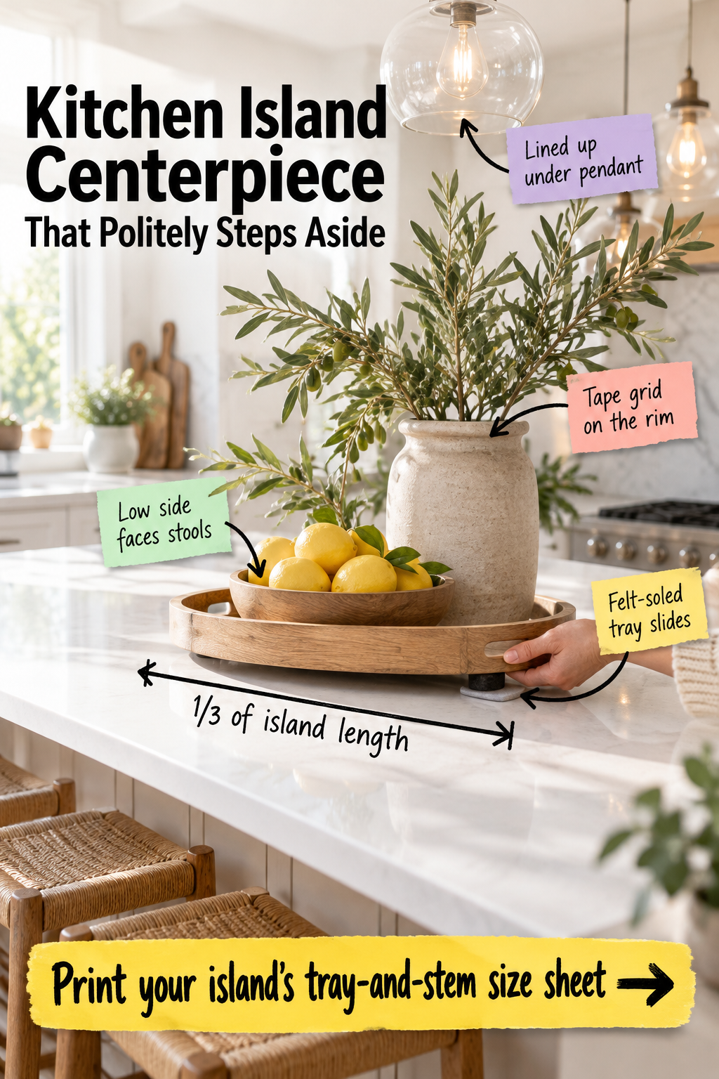 How to Style a Kitchen Island Centerpiece (with Size Guide)