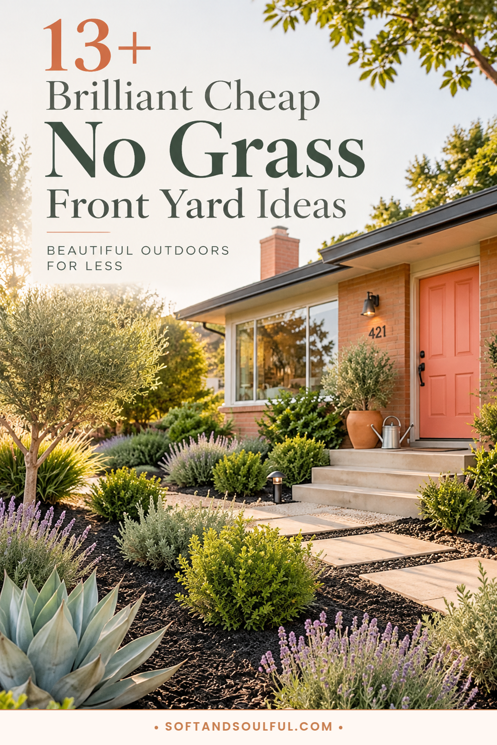 13+ Brilliant Cheap No Grass Front Yard Ideas for Your Home