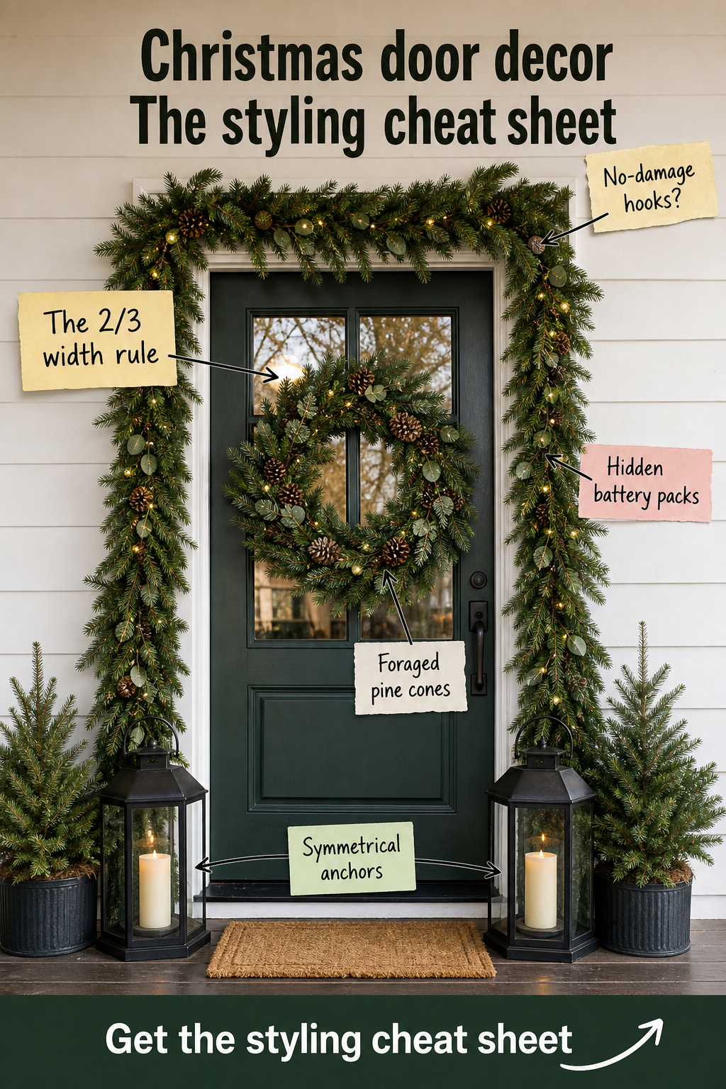 The Christmas Door Decor Styling Cheat Sheet & 2/3 Rule