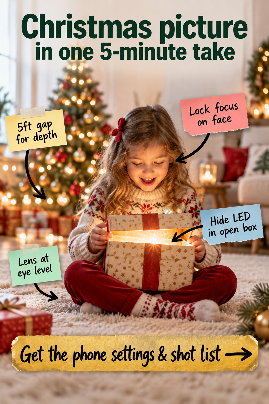 Take a Magic Christmas Picture: Phone Settings & Shot List