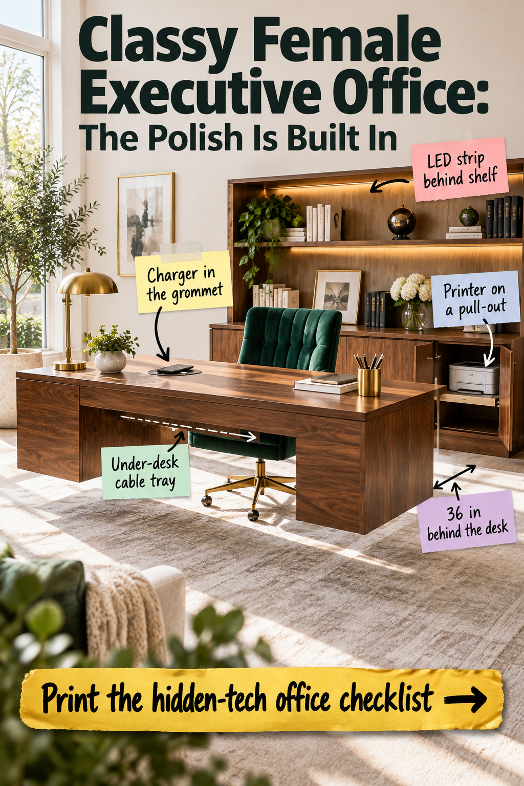 Classy Female Executive Office Decor: Hidden Tech Guide