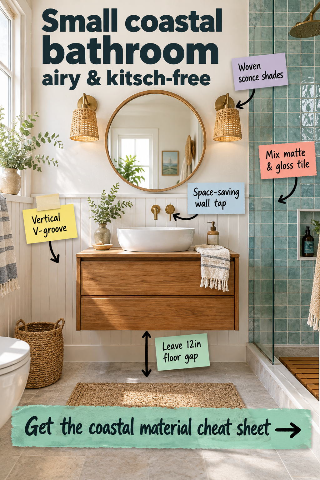 Small Coastal Bathroom Guide: Kitsch-Free Material Cheat Sheet