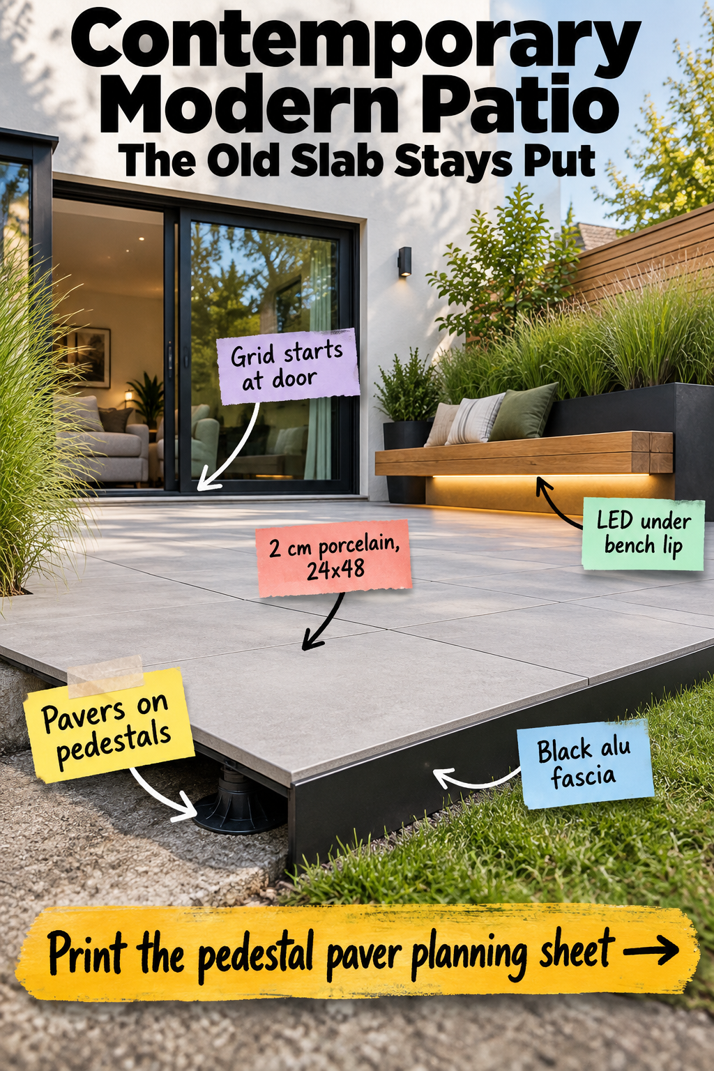 Build a Contemporary Modern Patio over an Old Concrete Slab