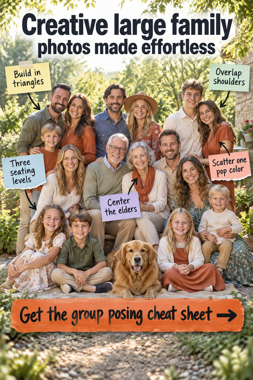 Creative Large Family Photos: The Ultimate Posing Cheat Sheet