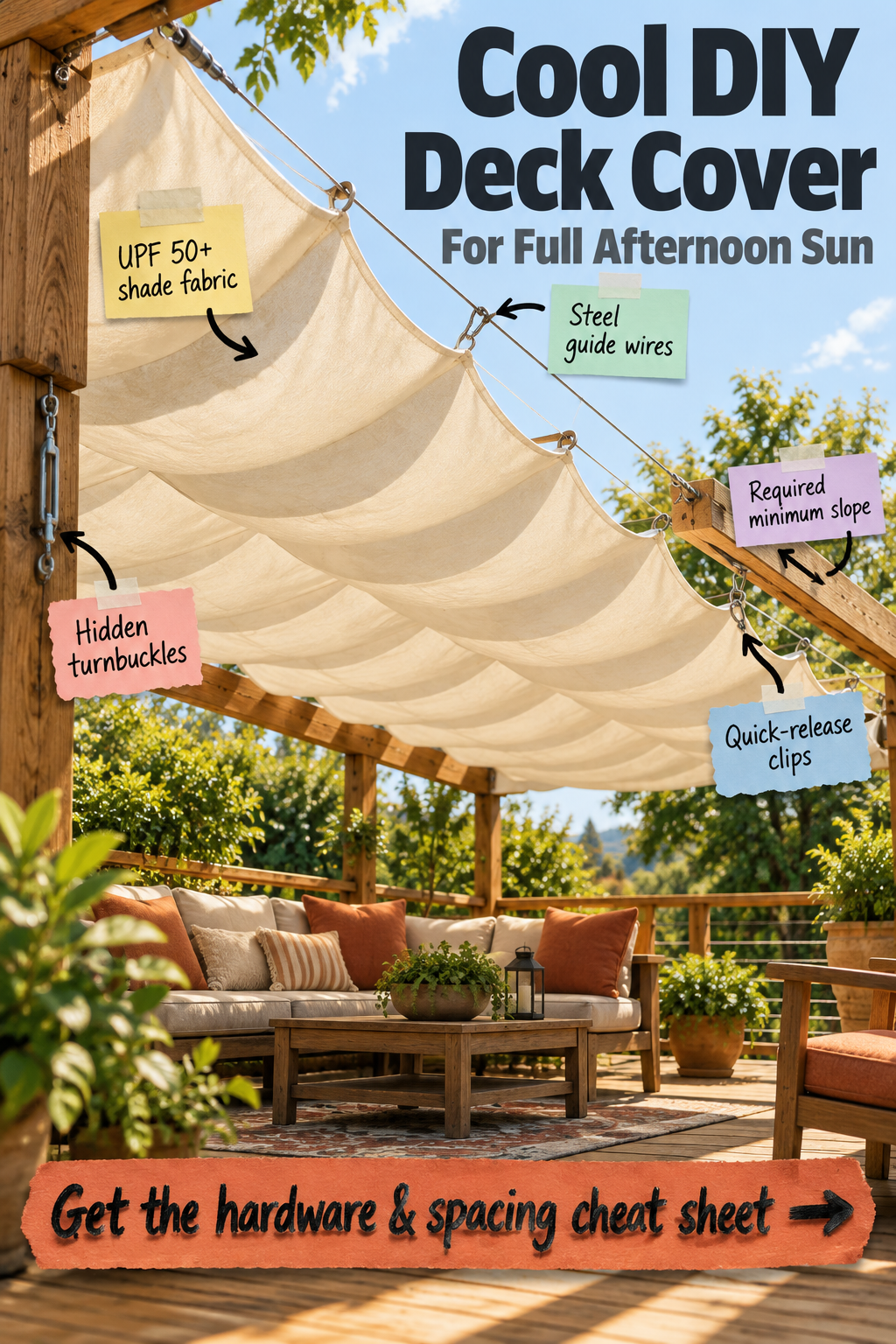 DIY Wire-Hung Deck Cover: Hardware & Spacing Cheat Sheet