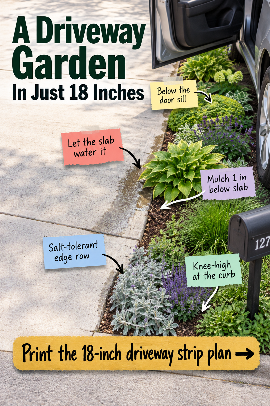 The 18-Inch Driveway Garden: Printable Strip Planting Plan