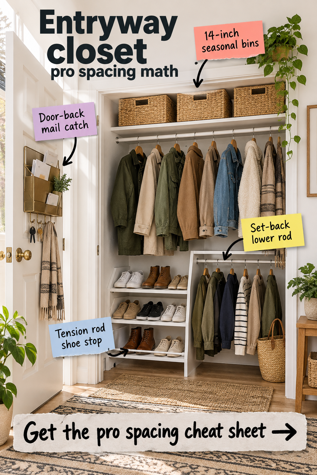 Entryway Closet Pro Spacing Math & Dimensions Cheat Sheet