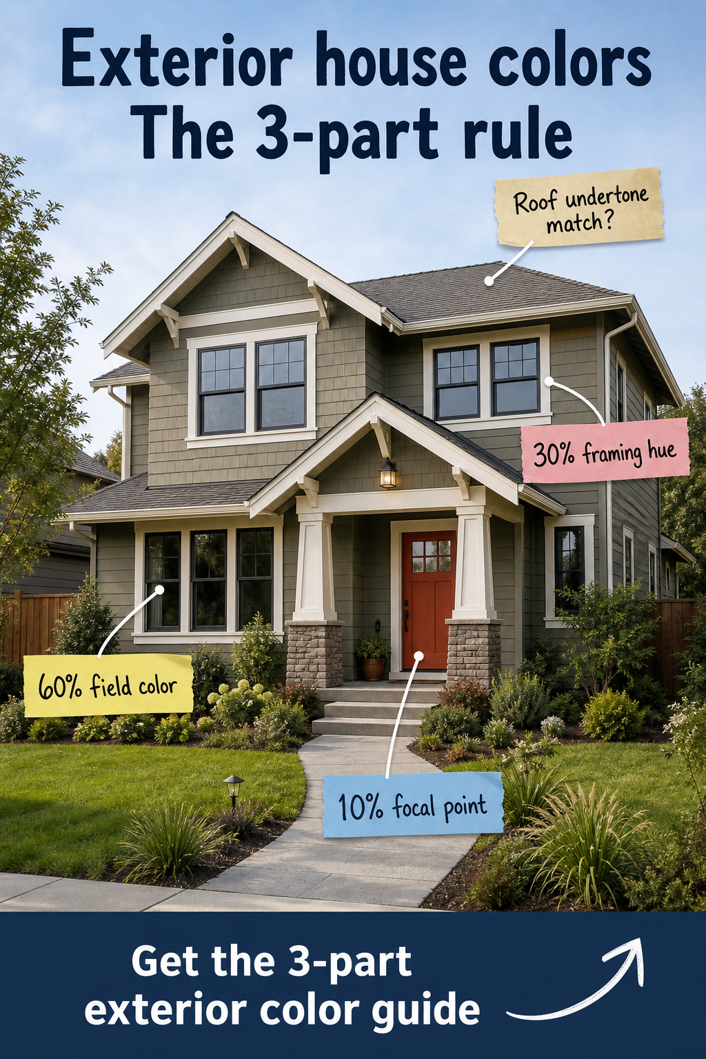 The 60-30-10 Exterior House Color Rule (Plus 3-Part Guide)