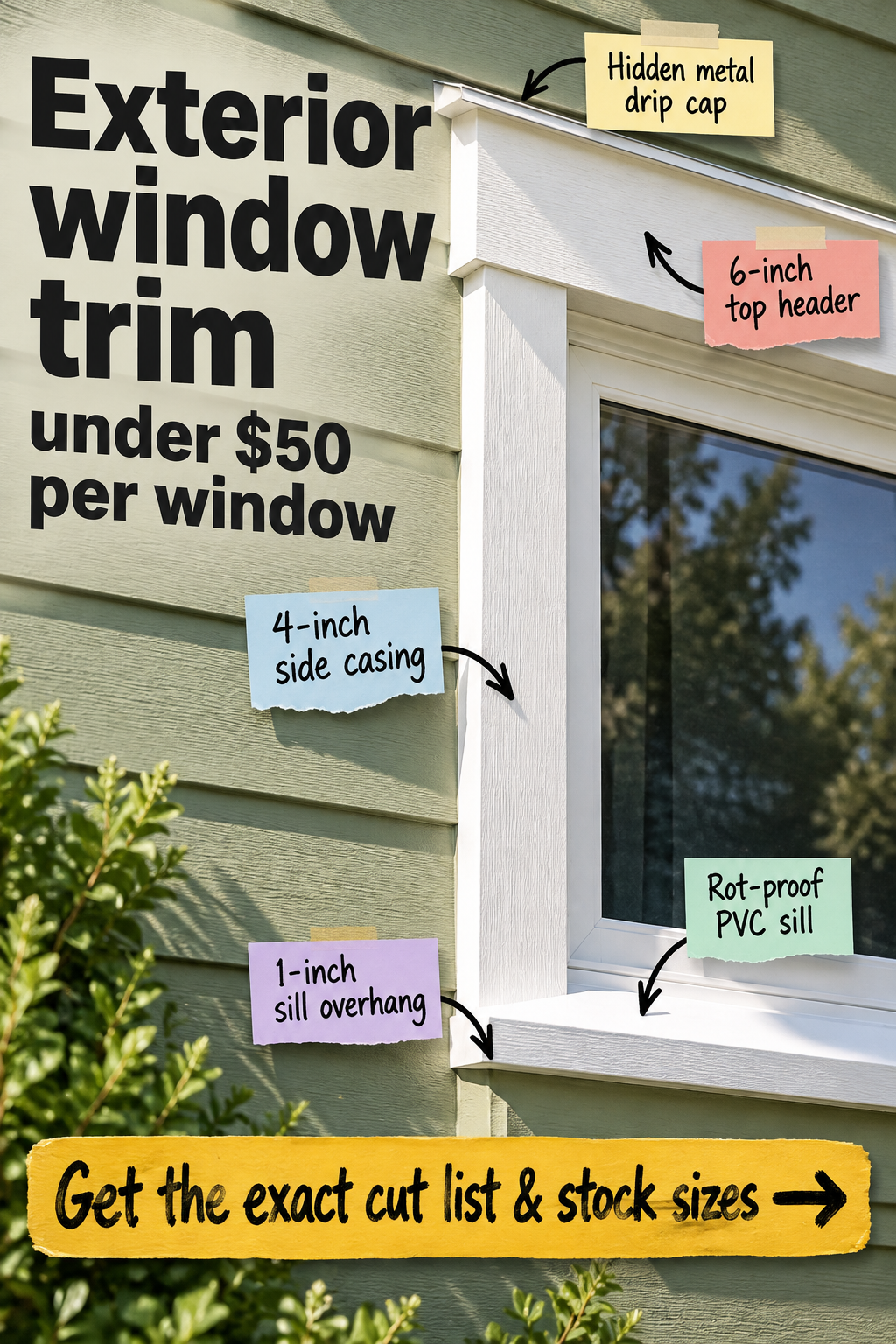 DIY Exterior Window Trim Under $50: Exact PVC Cut List
