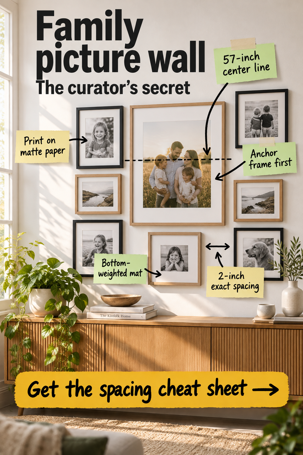 How to Hang a Family Picture Wall (with Spacing Cheat Sheet)