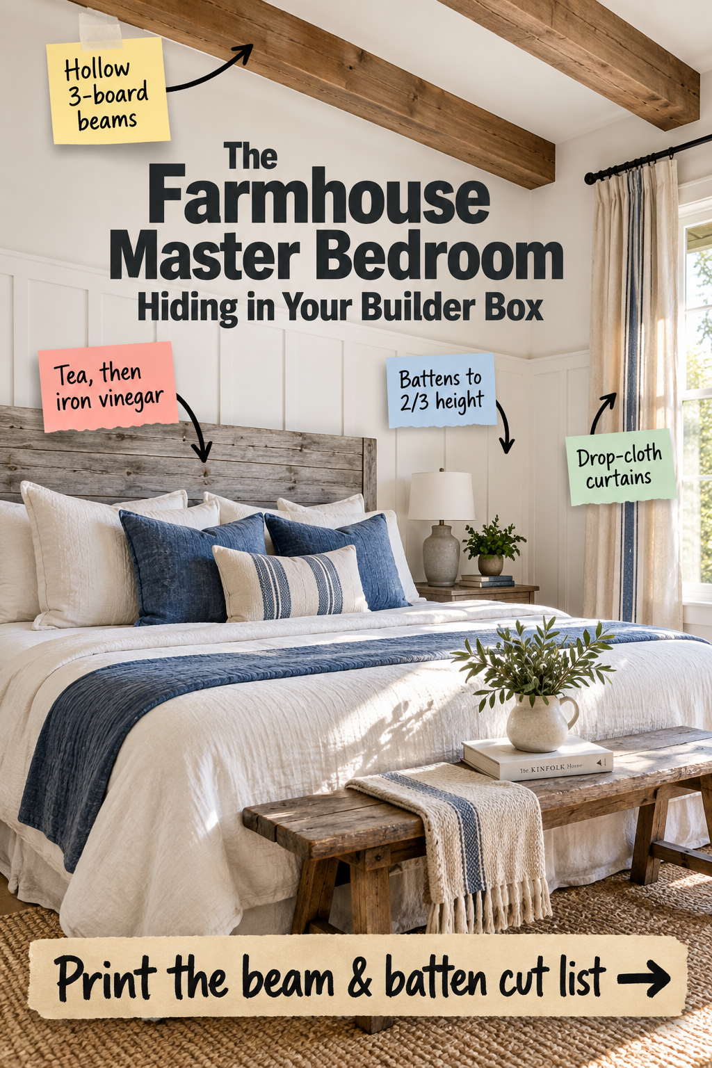 Farmhouse Master Bedroom: Builder Grade to Rustic Retreat