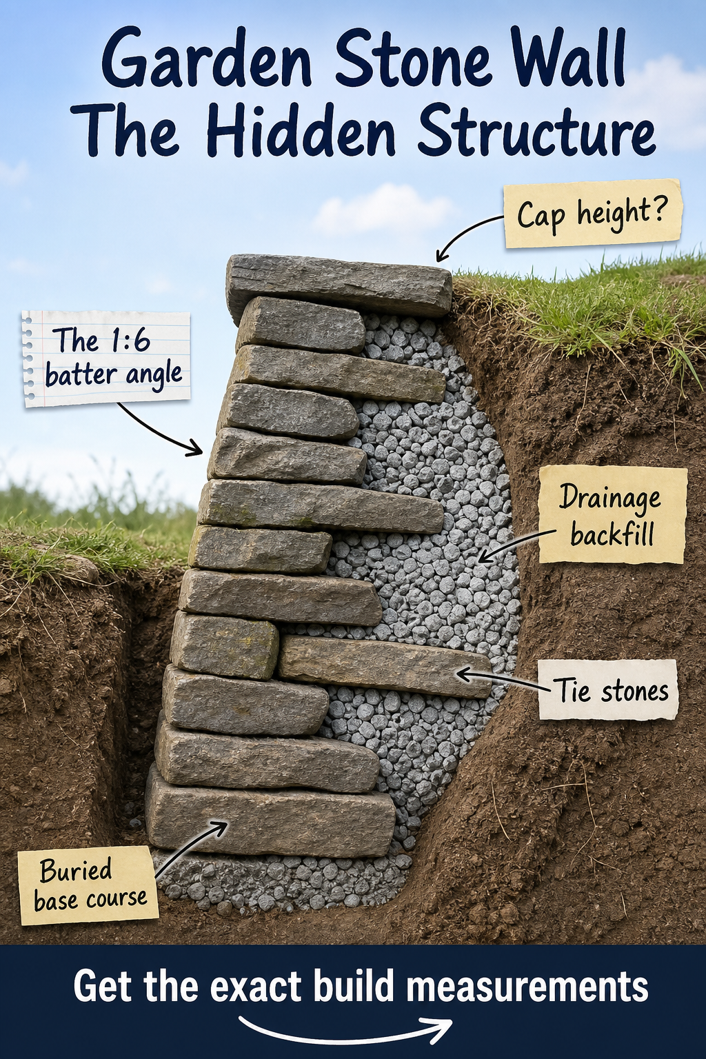 Dry Stack Garden Stone Wall: Exact Build Measurements