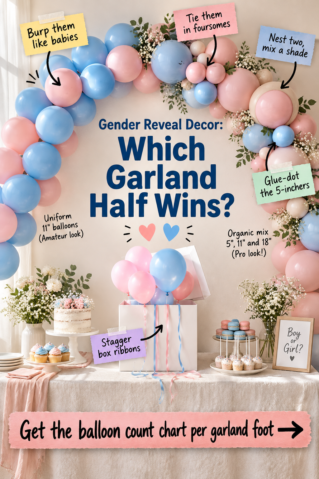 Gender Reveal Balloon Garland: The Exact per-Foot Count Chart