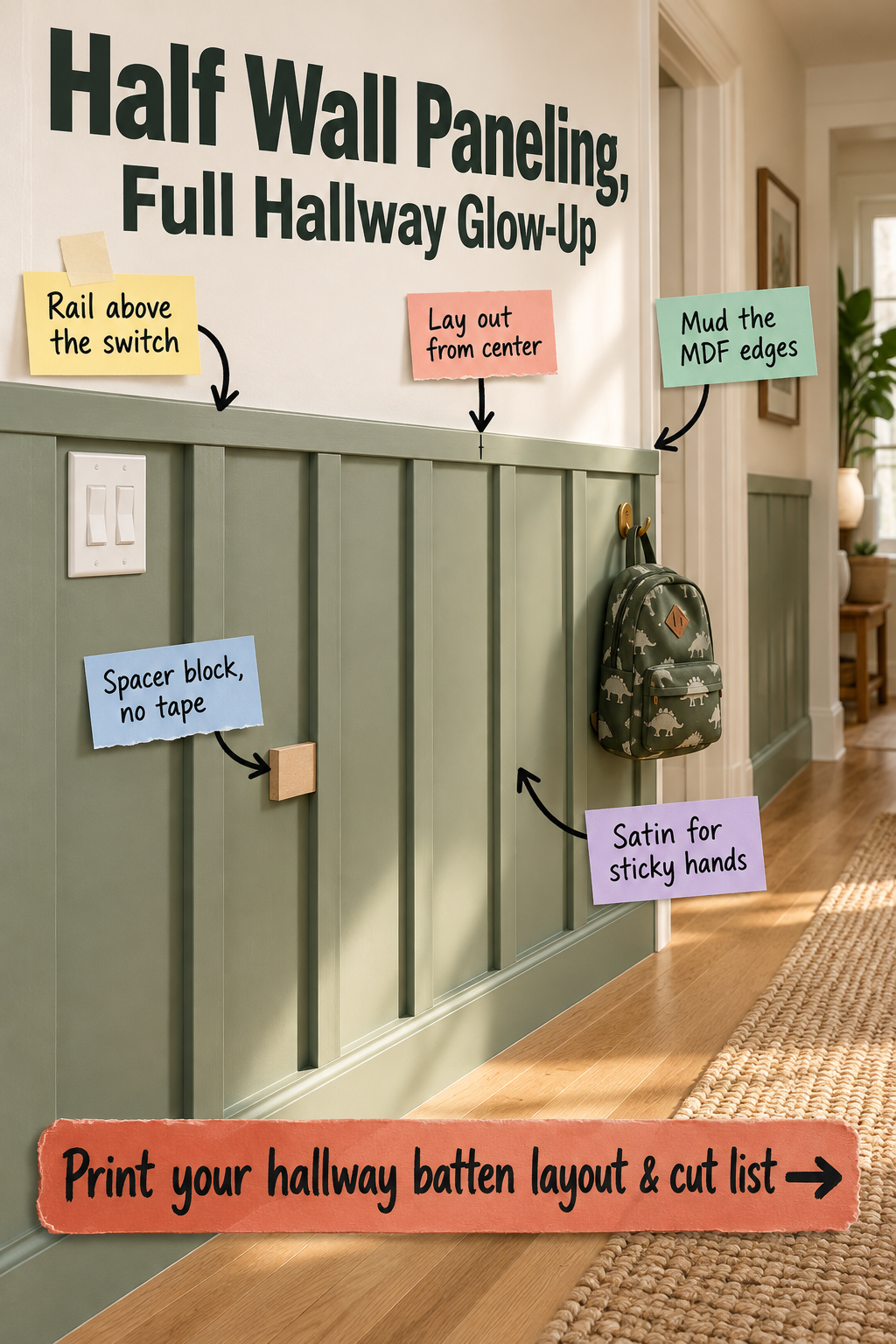 DIY Half Wall Paneling: Hallway Layout & Cut List Guide