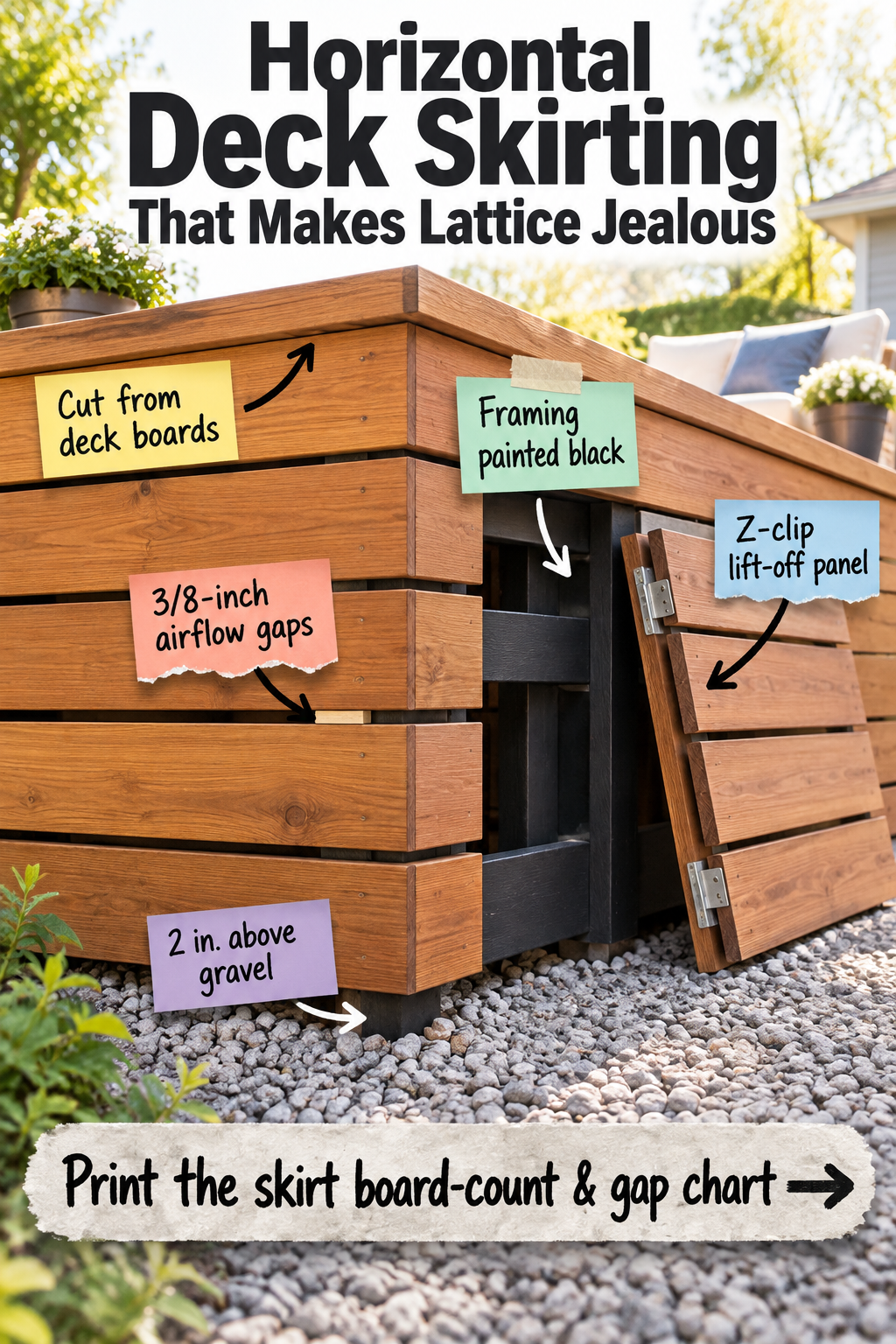 Modern Horizontal Deck Skirting: Board-Count & Gap Chart