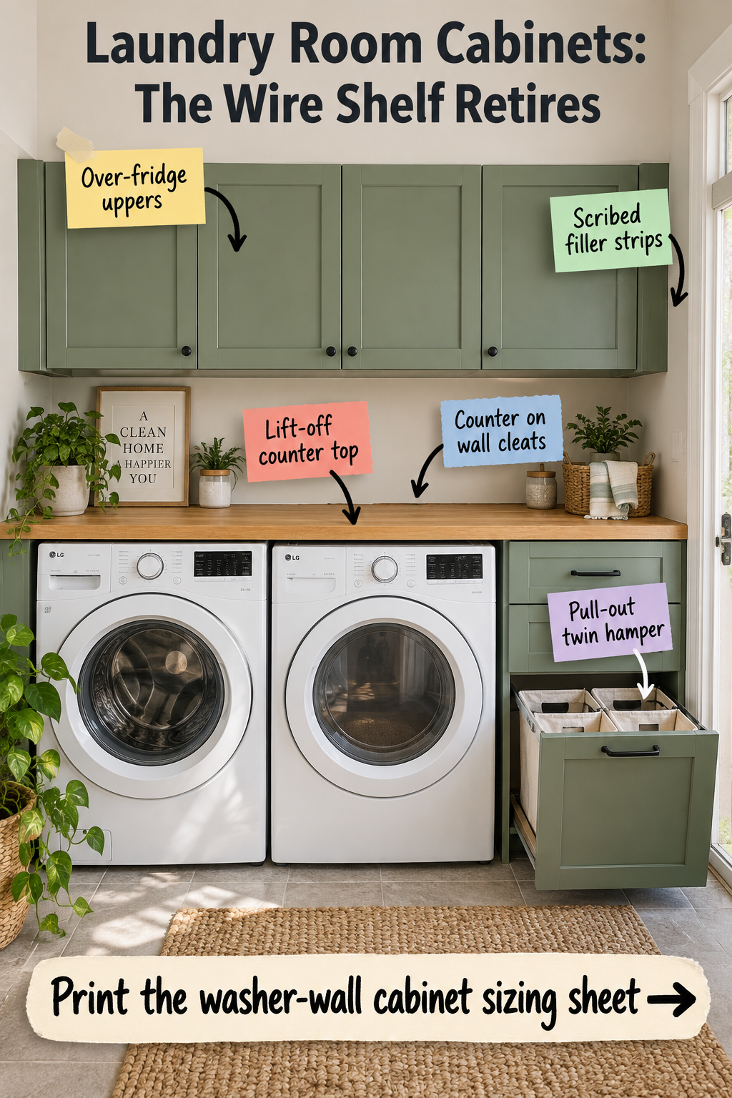DIY Laundry Room Cabinets: Grab the Washer-Wall Sizing Sheet
