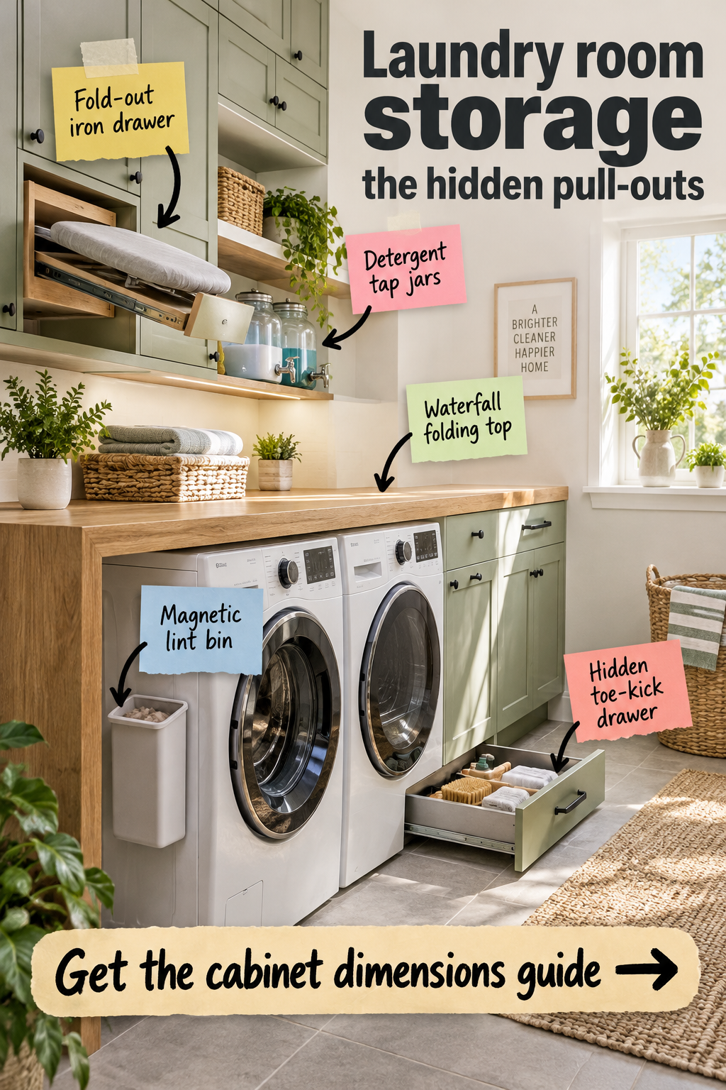 Laundry Room Storage: Hidden Pull-Outs & Cabinet Dimensions