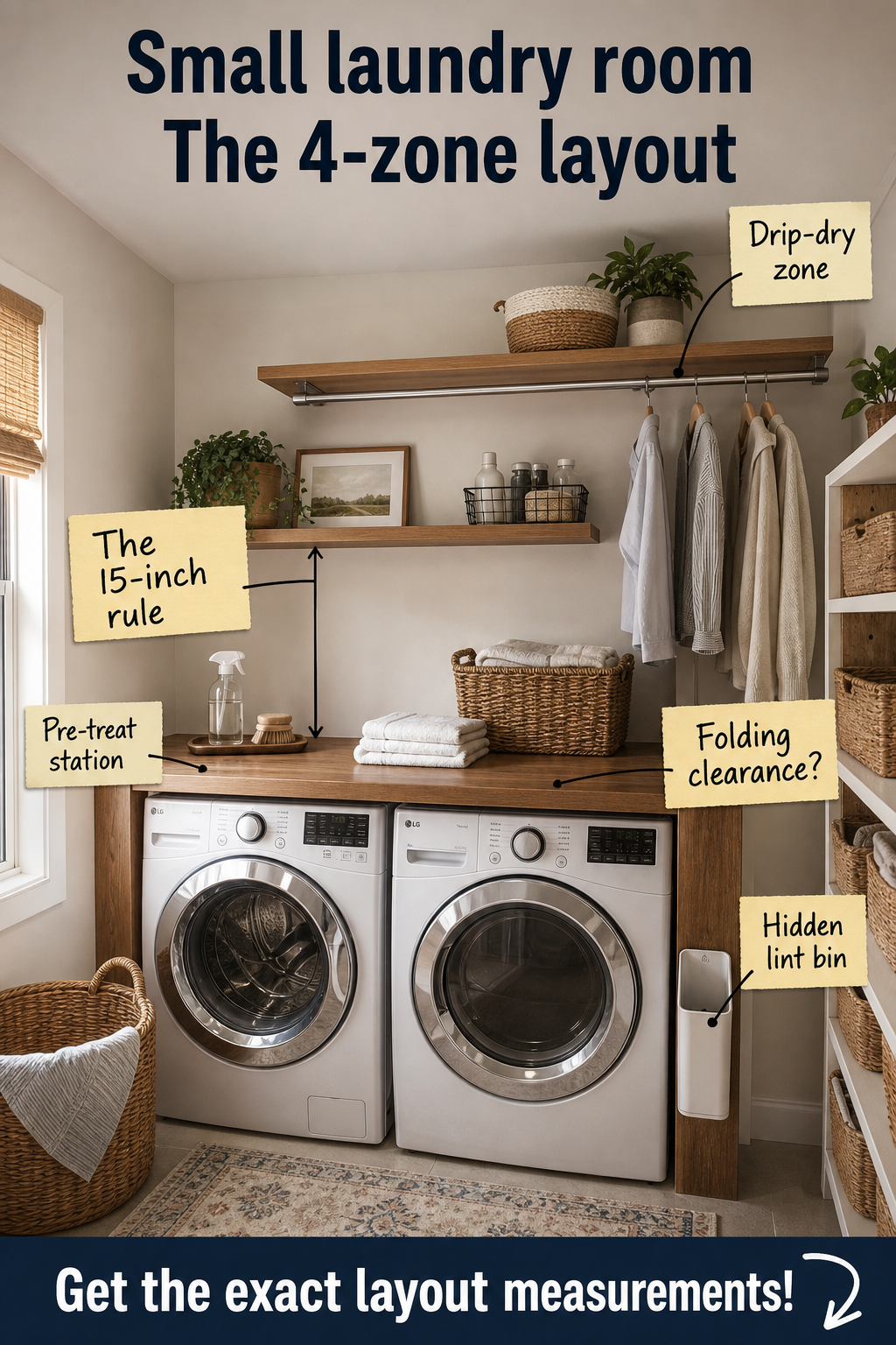 Small Laundry Room 4-Zone Layout: Exact Measurements