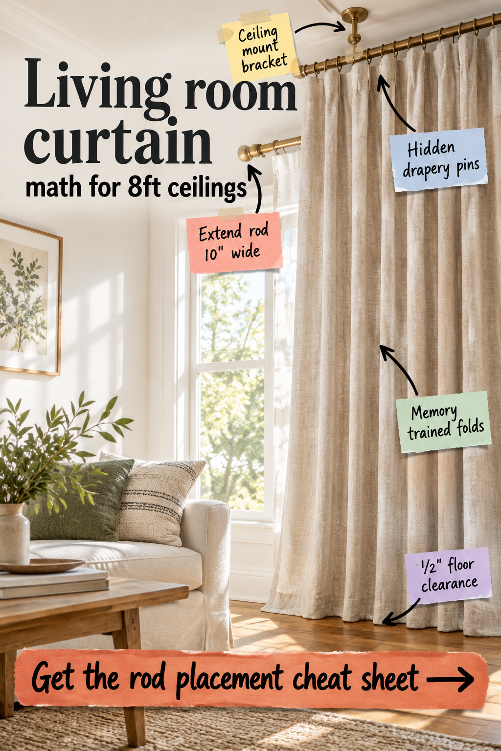 Living Room Curtain Math for 8-Foot Ceilings