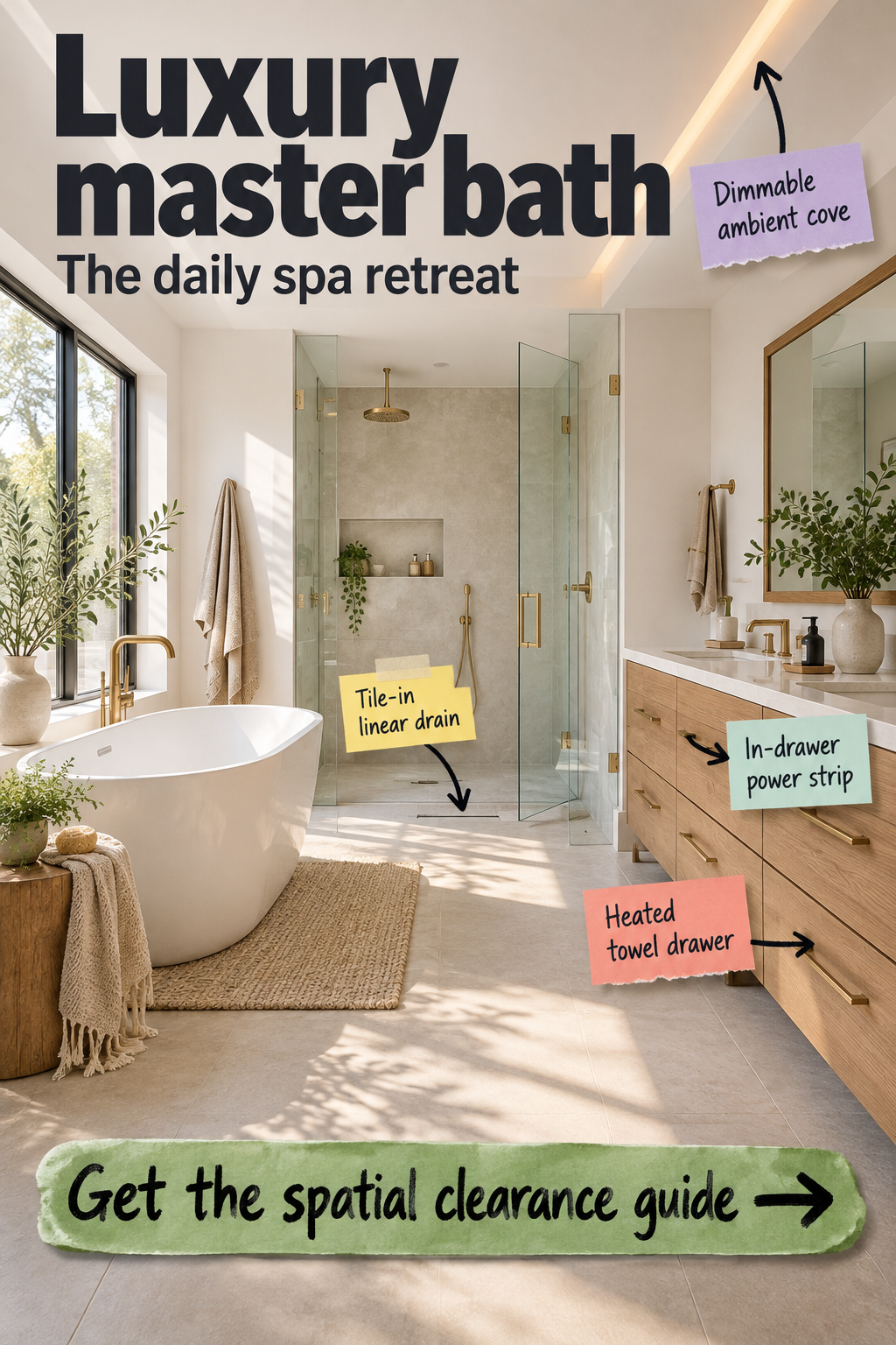 Luxury Master Bath Layout: The Spatial Clearance & Lighting Guide