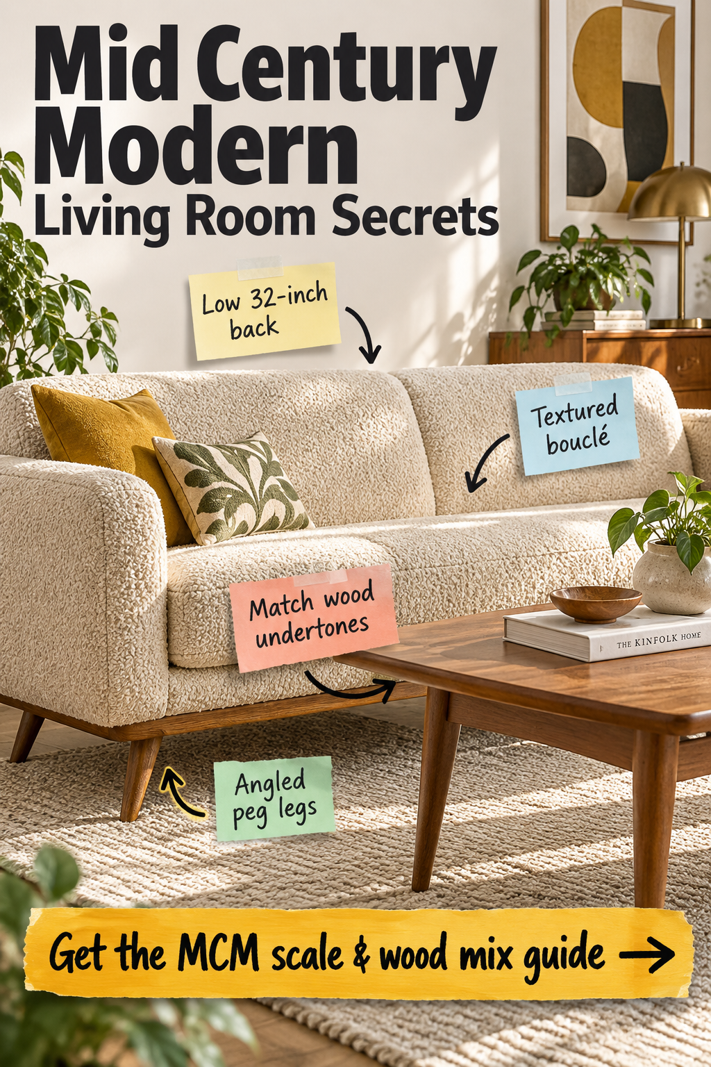 Mid-Century Modern Living Room Scale & Wood Mix Guide