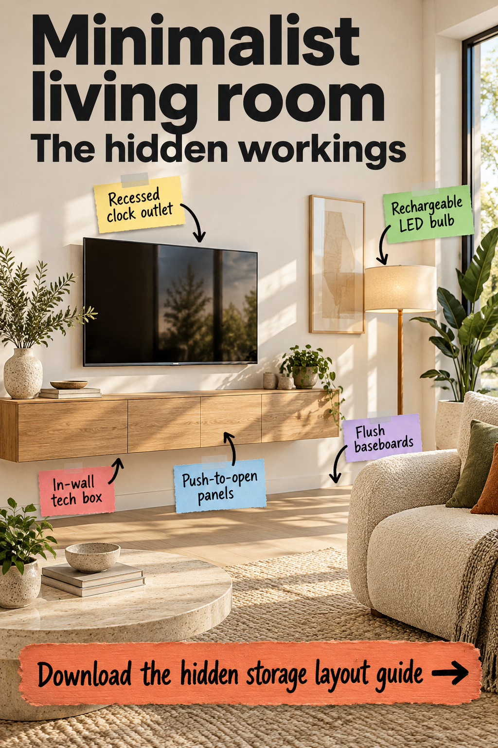 Minimalist Living Room: The Hidden Storage & Wiring Guide