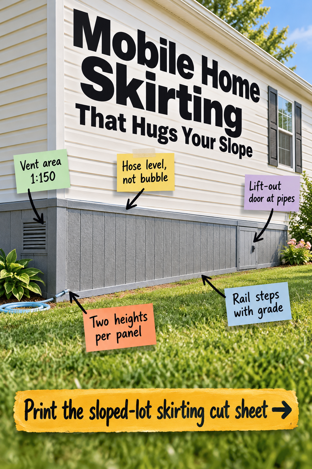 Mobile Home Skirting on a Slope: The Complete Cut Sheet Guide