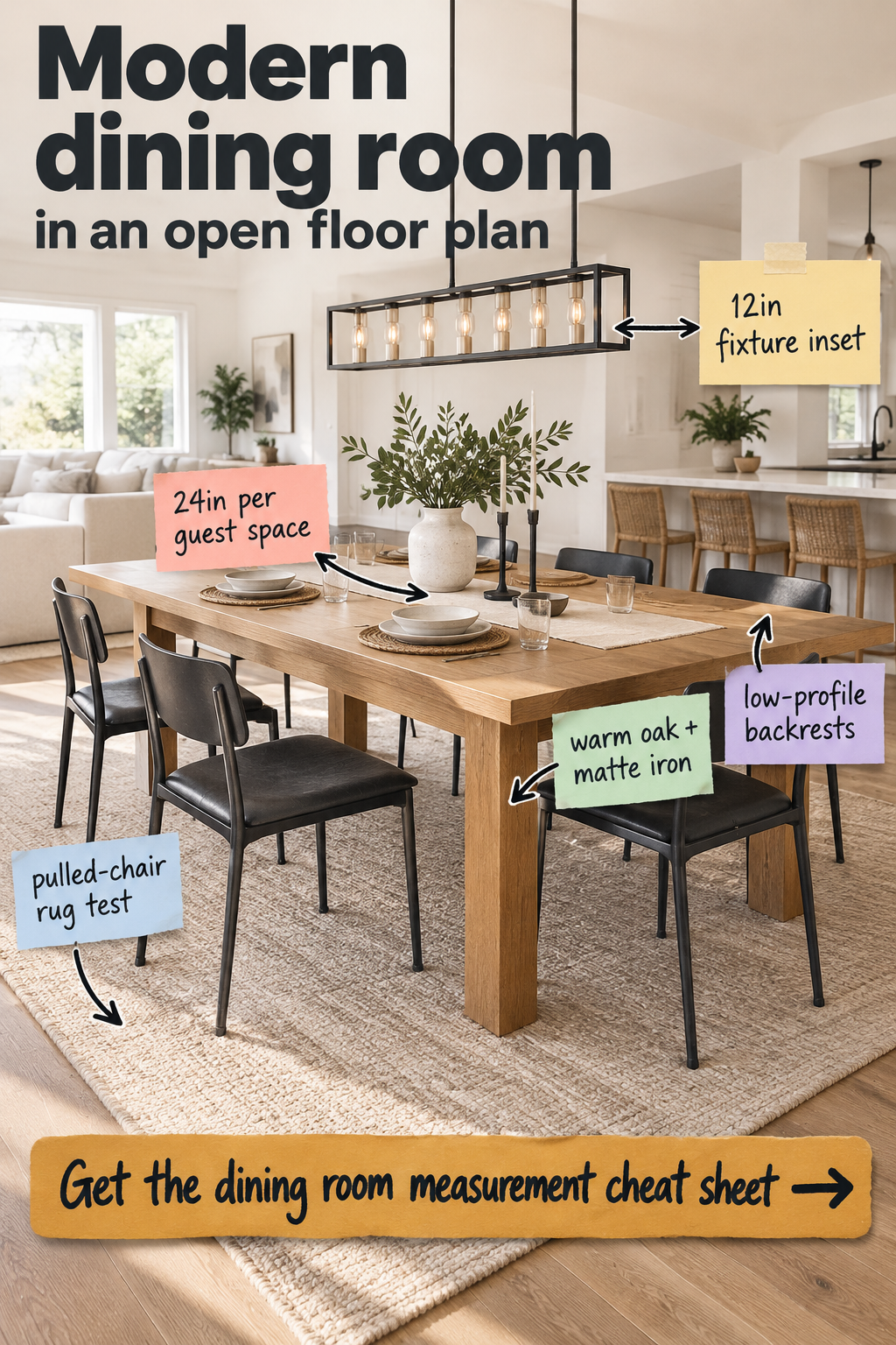 Modern Open-Plan Dining Room: Layout & Measurement Guide