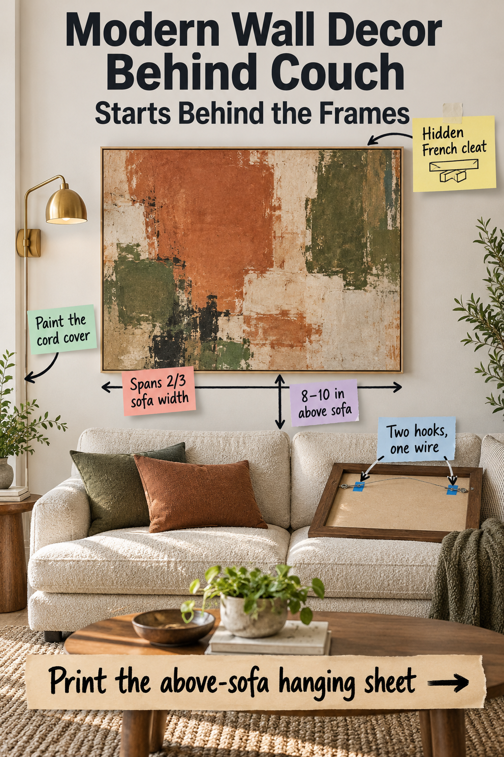 How to Hang Wall Decor Behind a Couch (Plus Sizing Cheat Sheet)