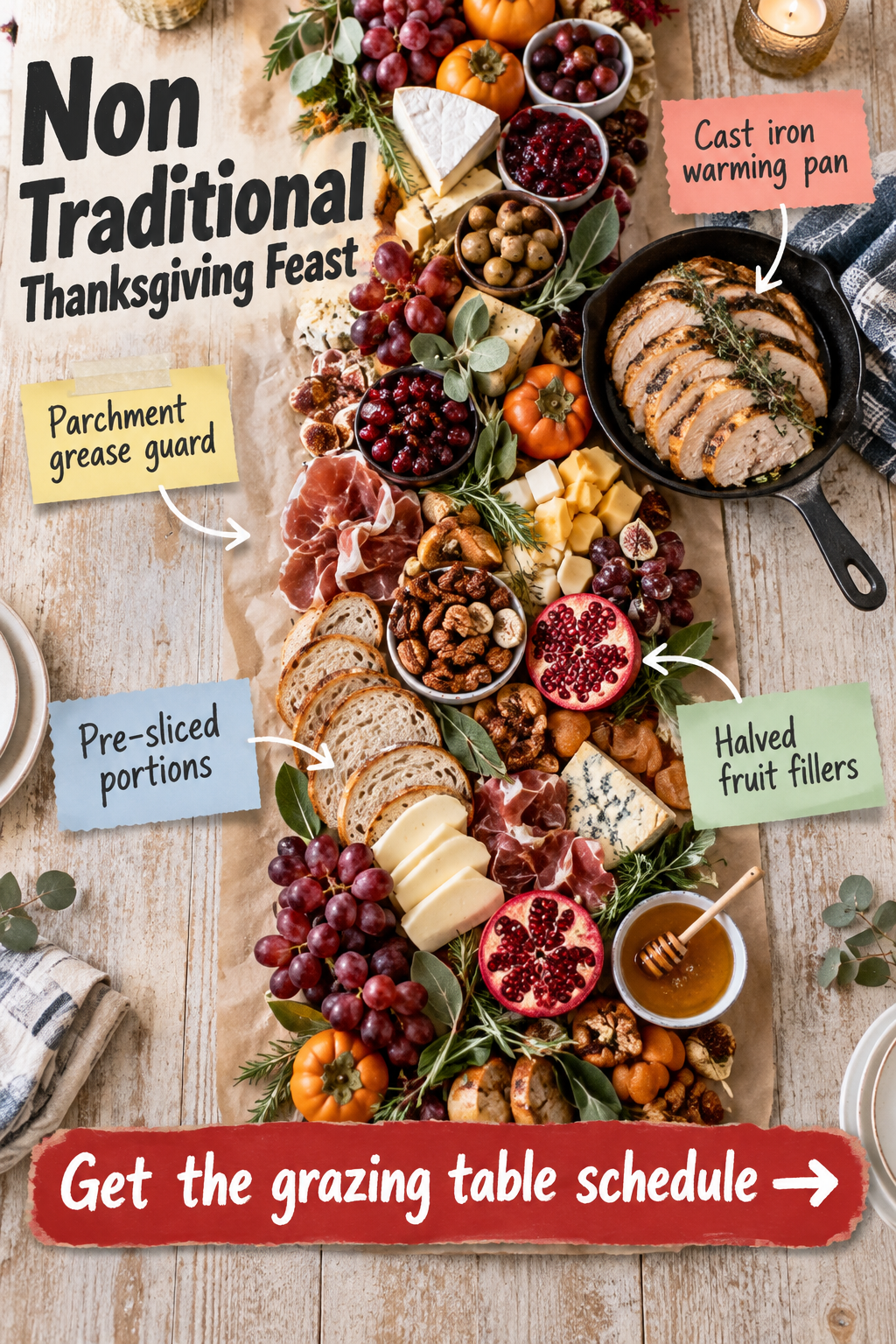 Non-Traditional Thanksgiving Grazing Table & Prep Schedule