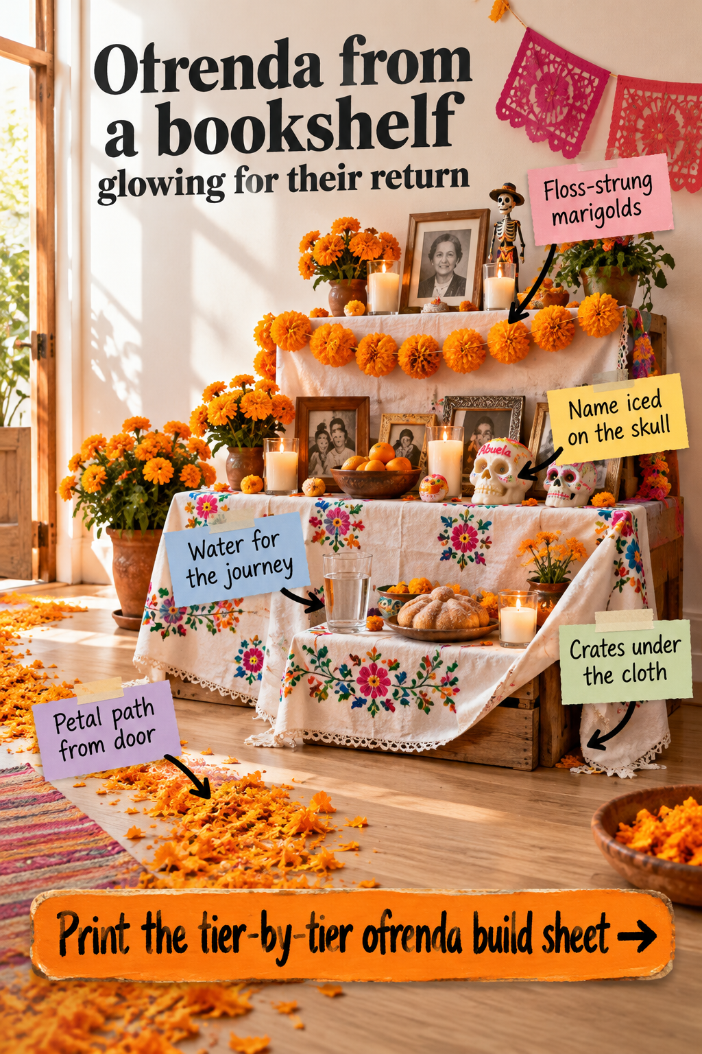 How to Build a 3-Tier Ofrenda on a Bookshelf