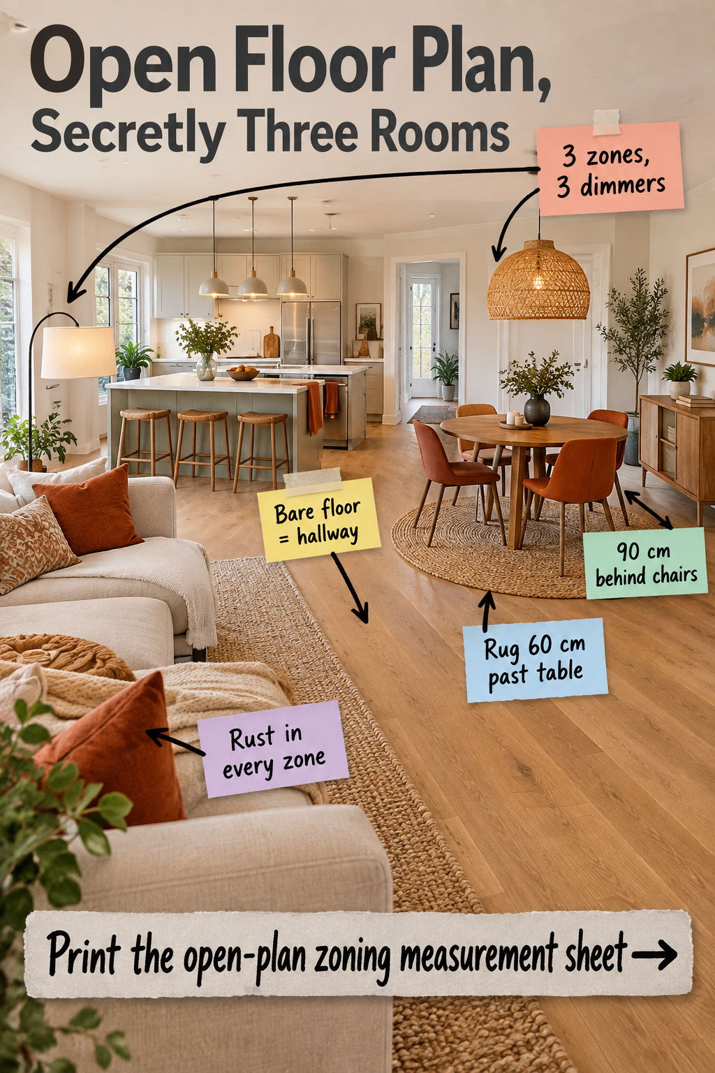 How to Zone an Open Floor Plan (Plus Measurement Sheet)