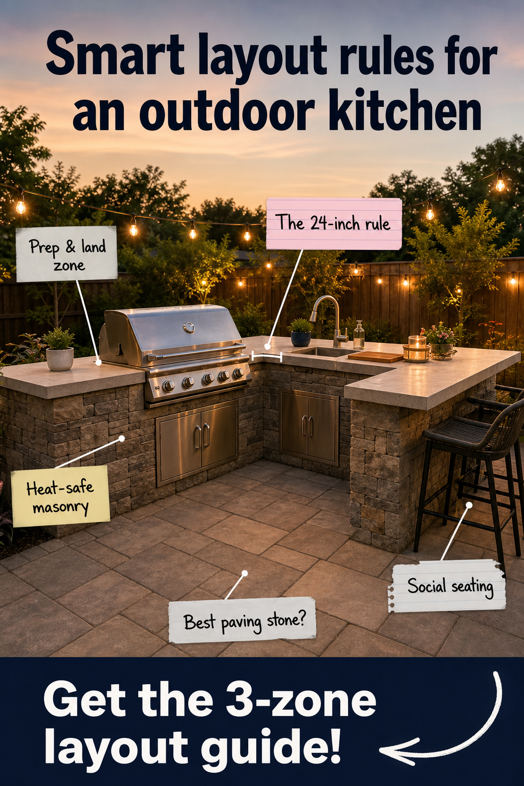 Smart Outdoor Kitchen Layout Rules: The 3-Zone Guide