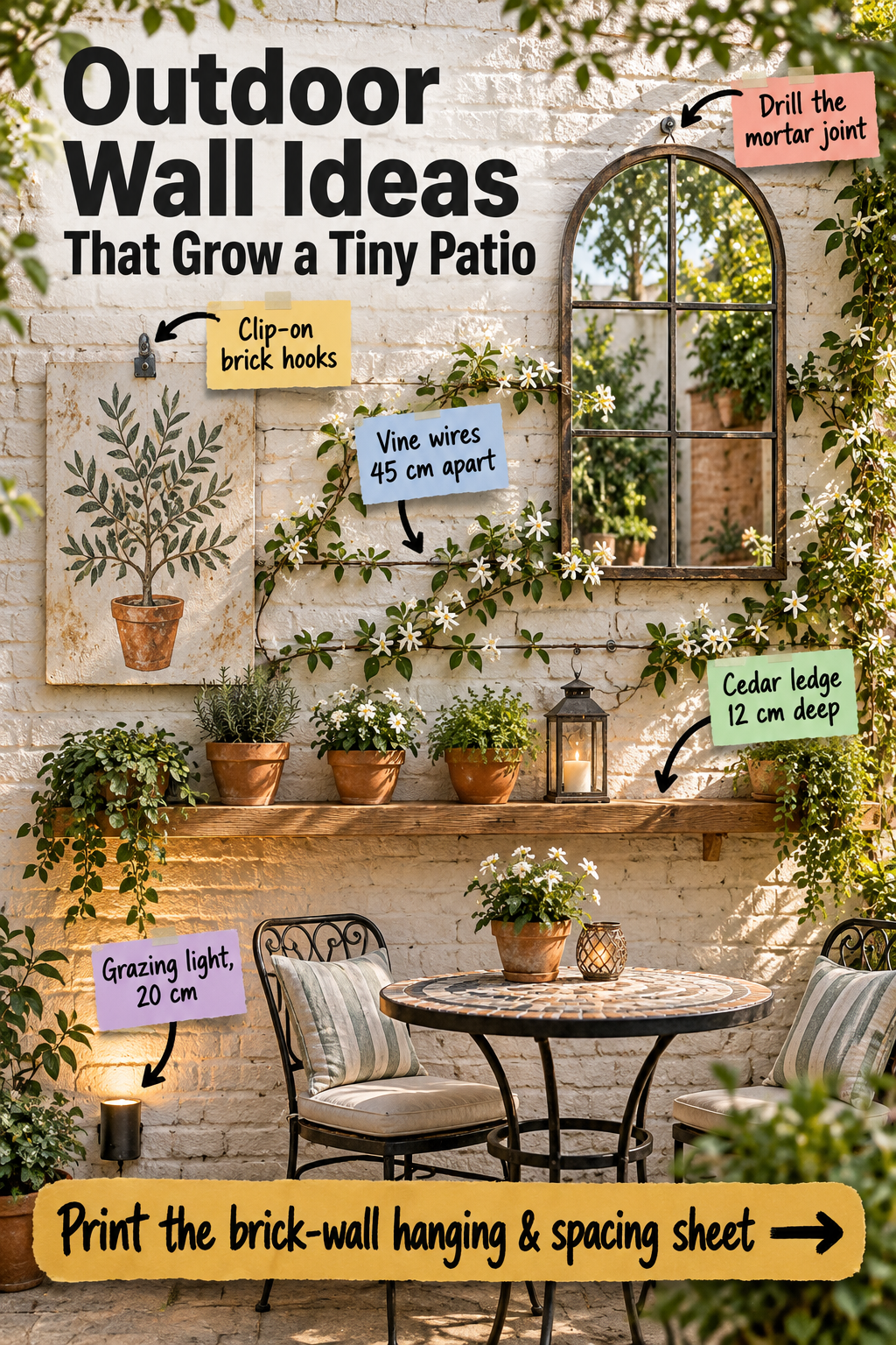Outdoor Wall Ideas to Grow a Tiny Patio: Spacing & Hanging