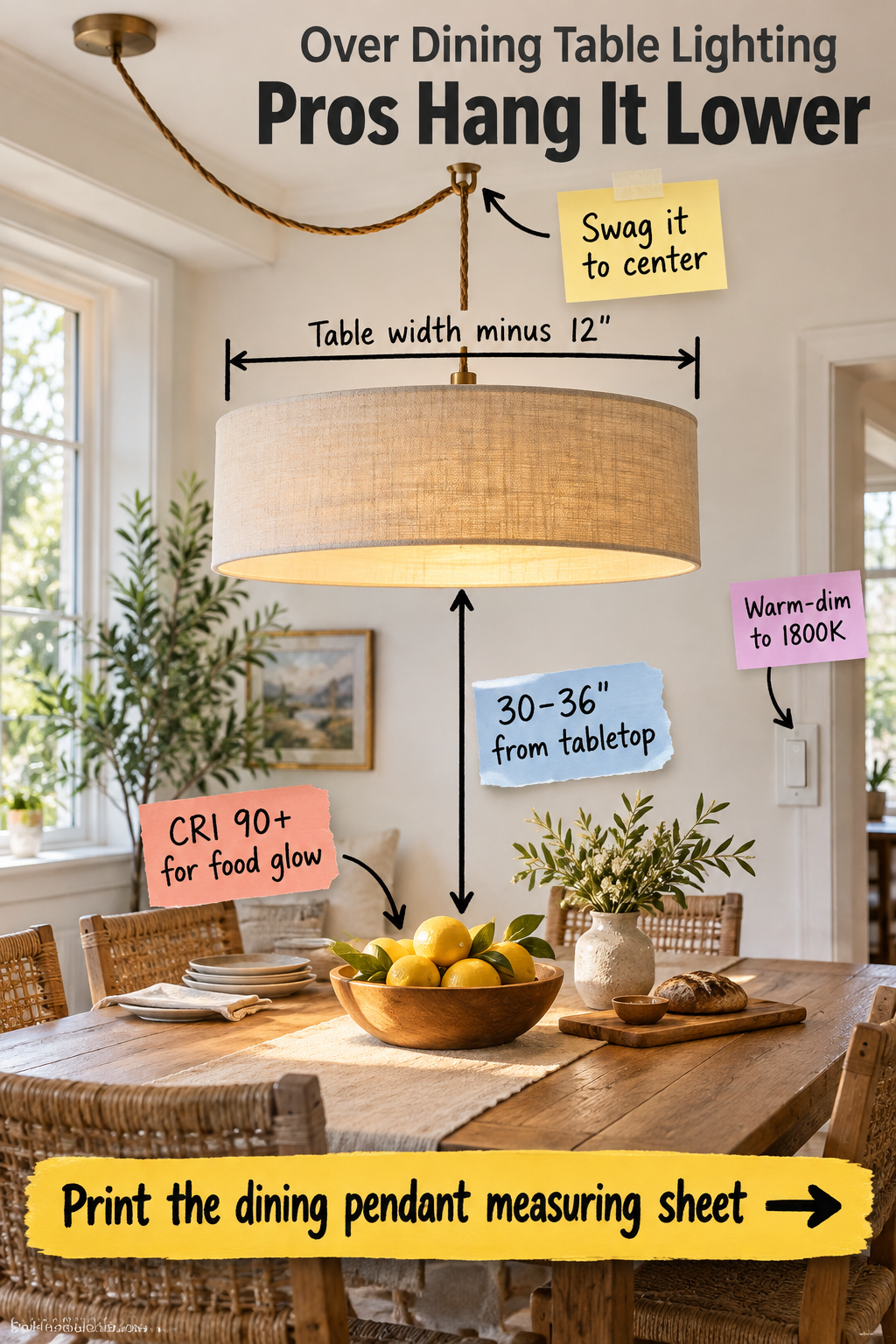 Dining Table Lighting Rules: The Complete Measuring Guide