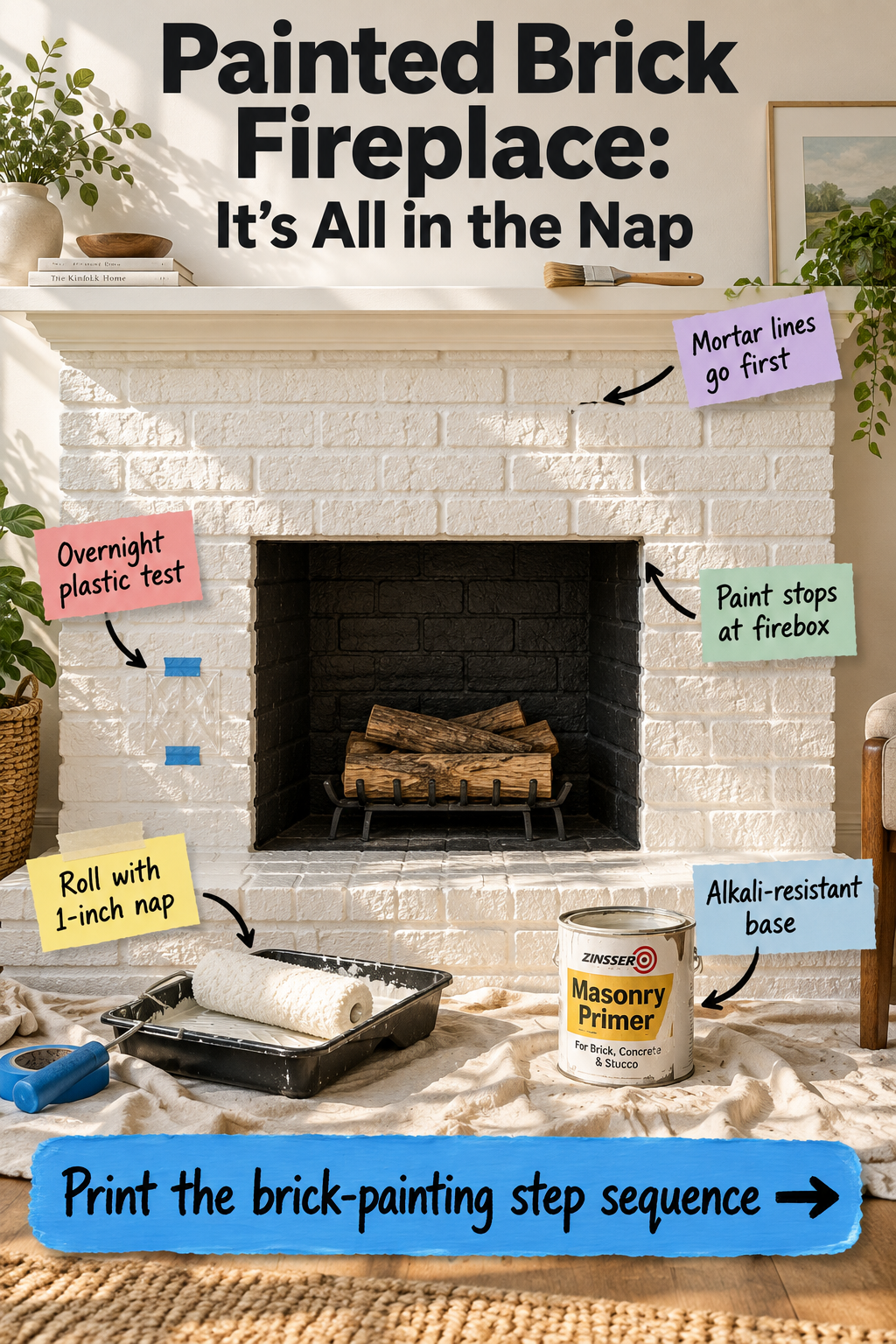 How to Paint a Brick Fireplace: The Complete Step Sequence