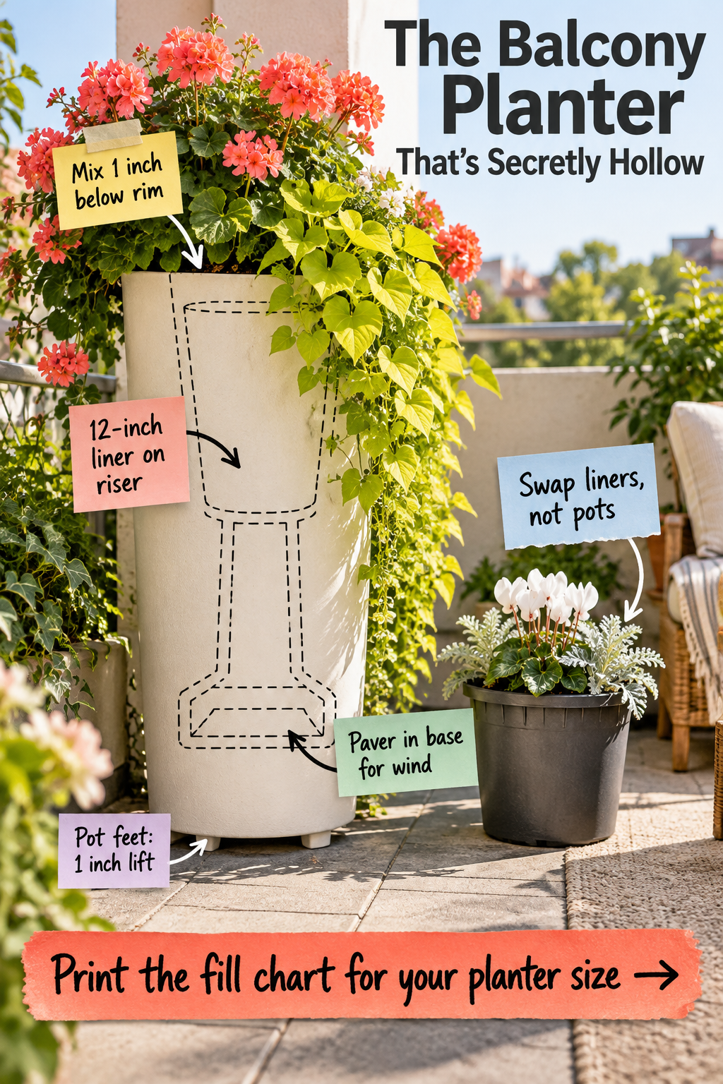 The Hollow Balcony Planter Method (Plus Free Fill Chart)