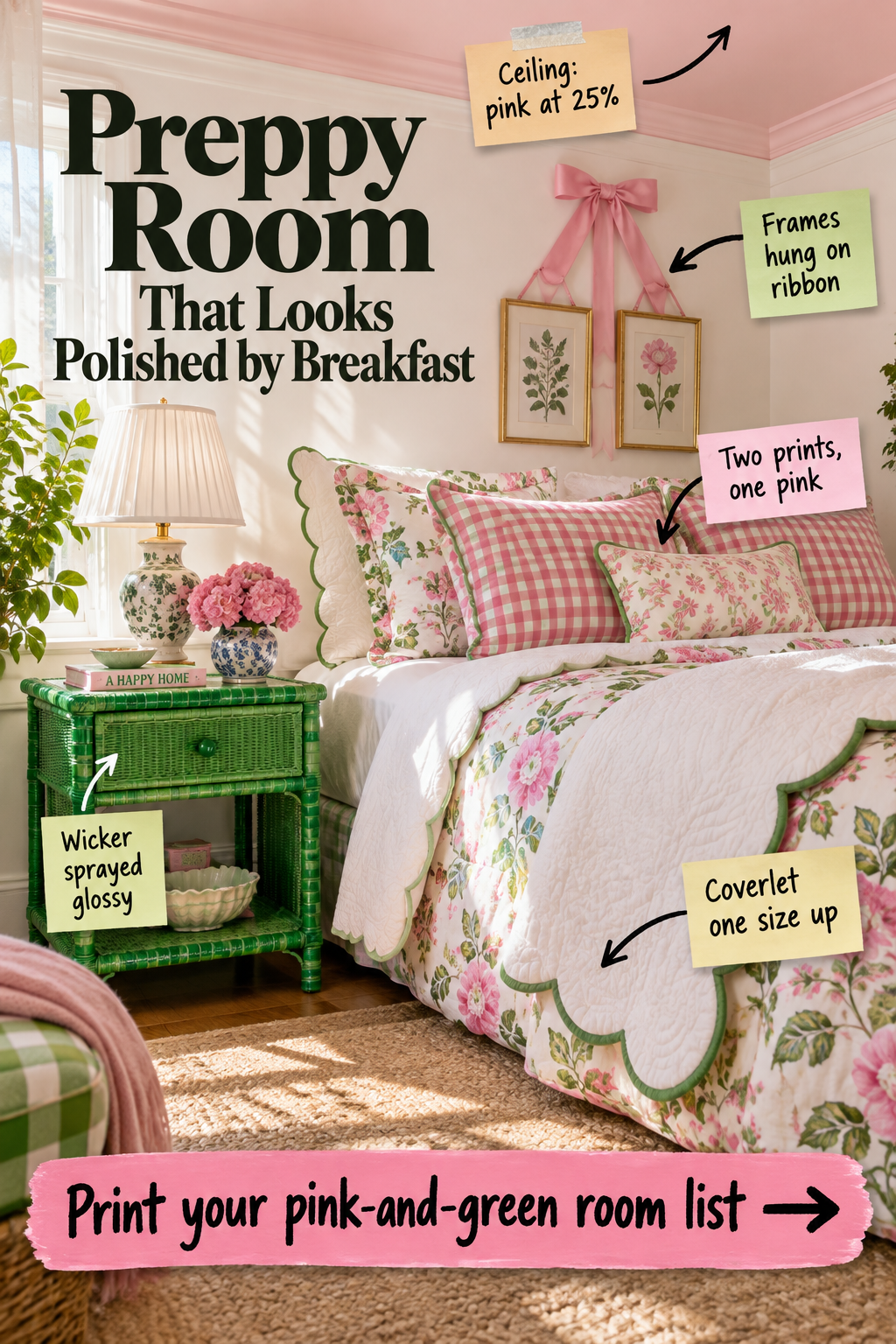 Pink and Green Preppy Room Shopping List & Styling Guide